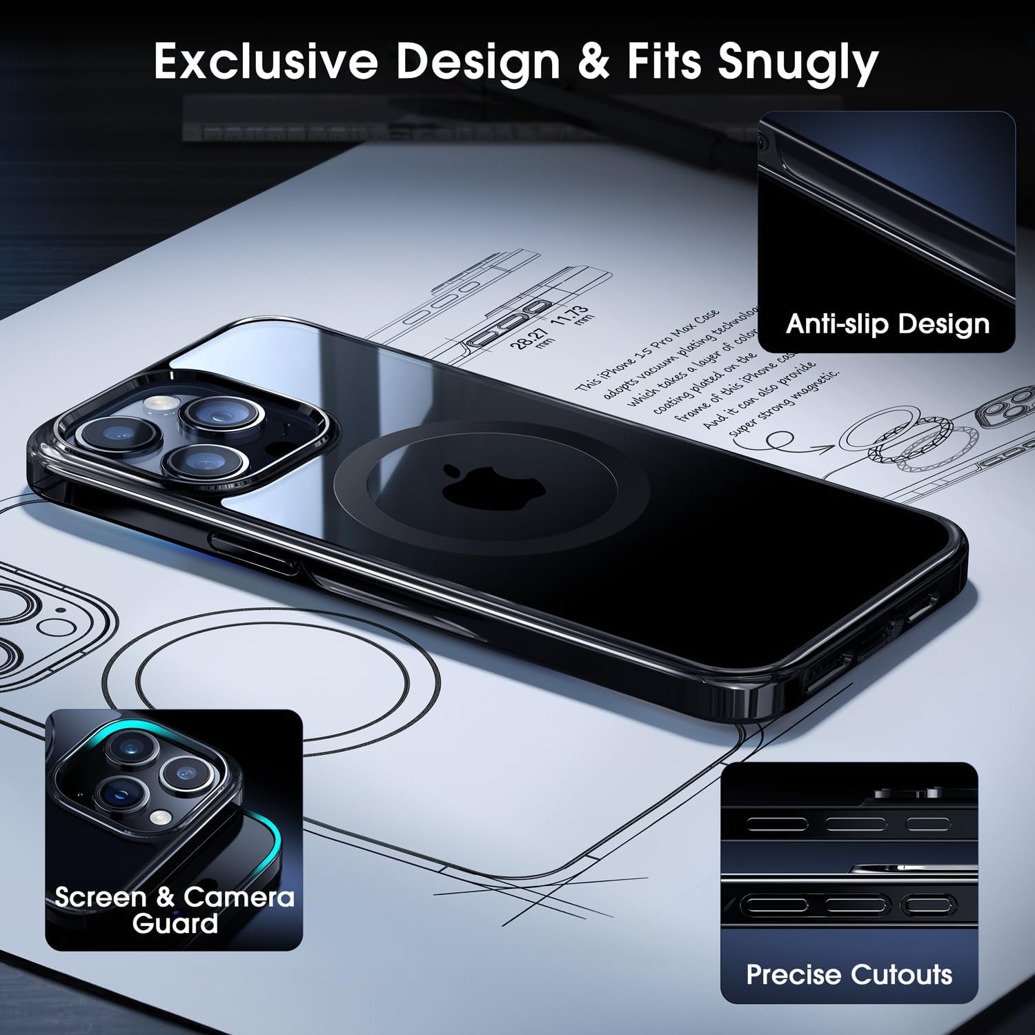 Alphex Funda magnética fuerte y oficial de color para iPhone 15 Pro, nunca amarilla, compatible con MagSafe, funda de teléfono de grado militar de