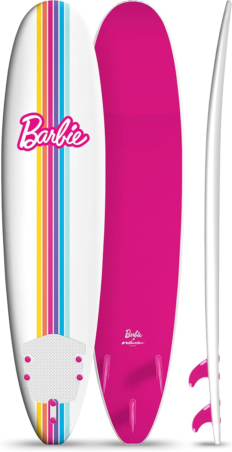 Barbie Signature – Tabla de surf de 8 pies de Wavestorm  Cubierta superior gráfica con parte inferior lisa de alta densidad  para niños y adultos