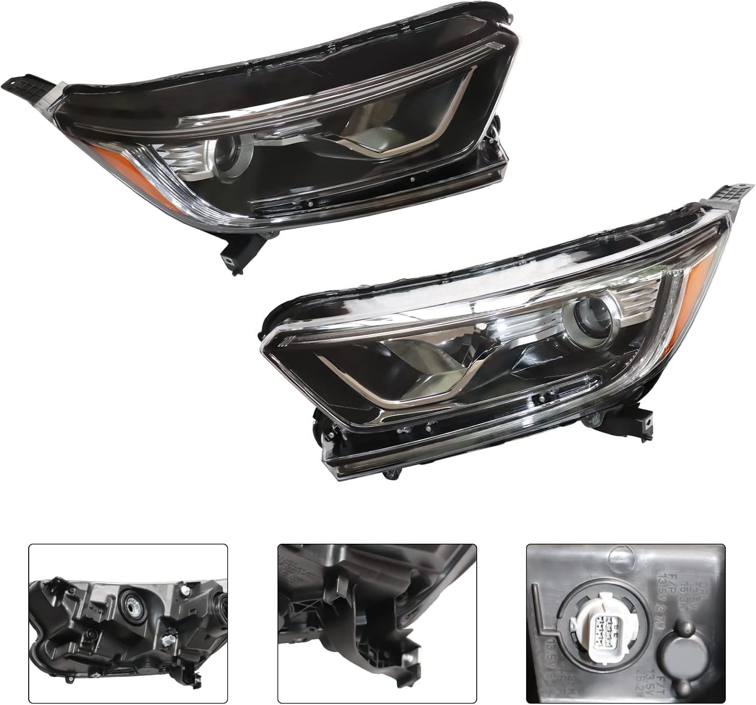 CNCEST Par de faros delanteros halógenos LED DRL  Carcasa Balck lente transparente  Ajuste directo  Para Honda CRV 2017 2018 2019 2020 2021