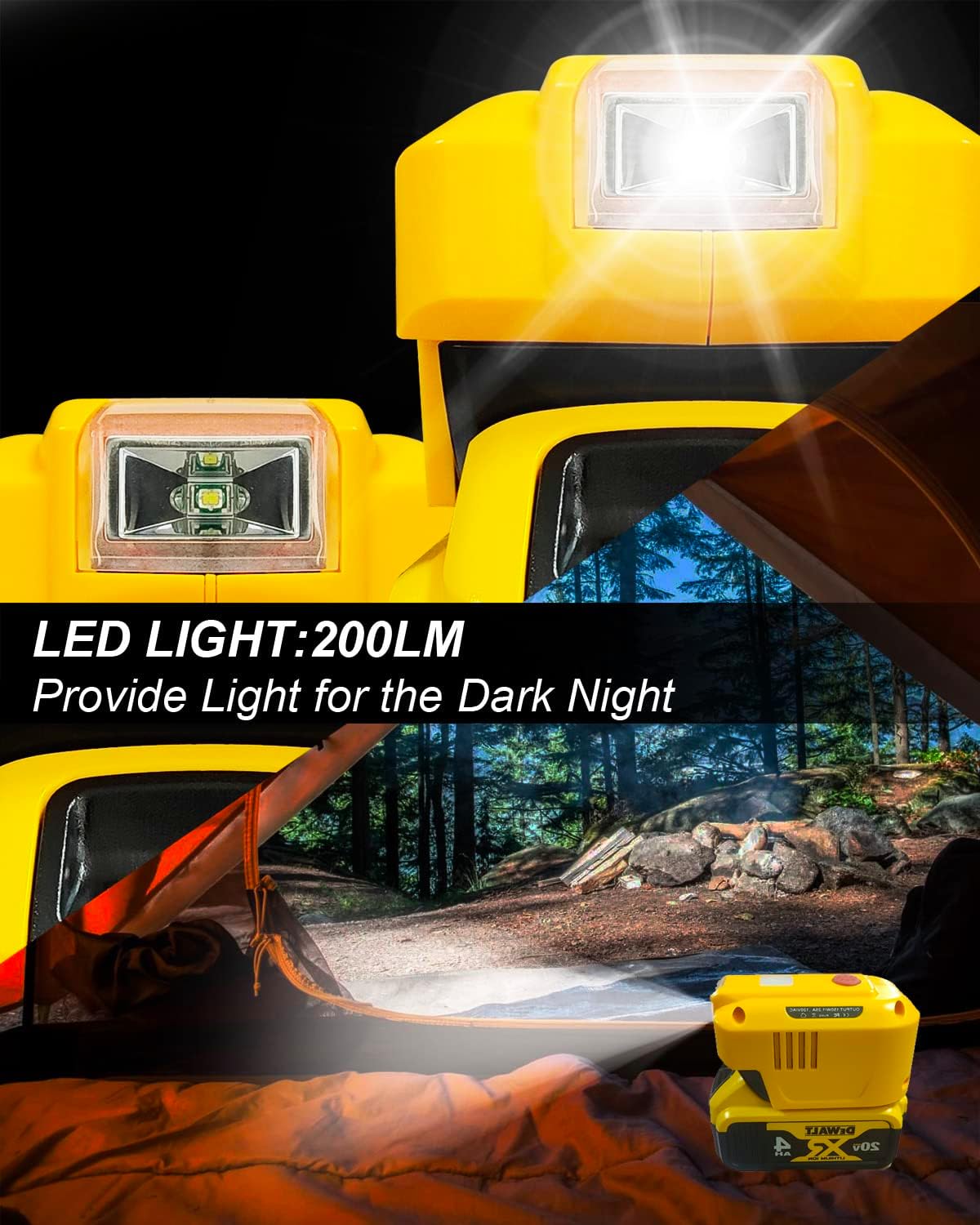 Generador inversor de corriente de 150 W apto para batería de iones de litio Dewalt de 18 V 20 V MAX XR, CC 20 V a CA 110 V-120 V estación de