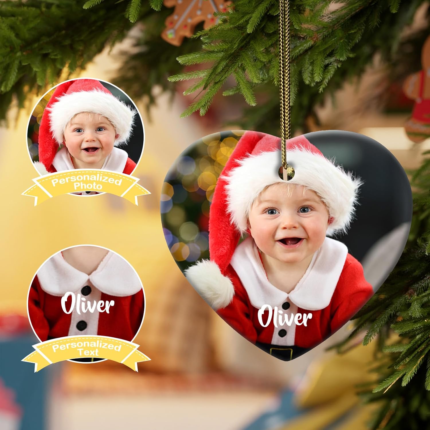Adornos personalizados para la primera Navidad del bebé 2023  Adorno de cerámica de recuerdo de la primera Navidad del bebé, regalo para bebé recién