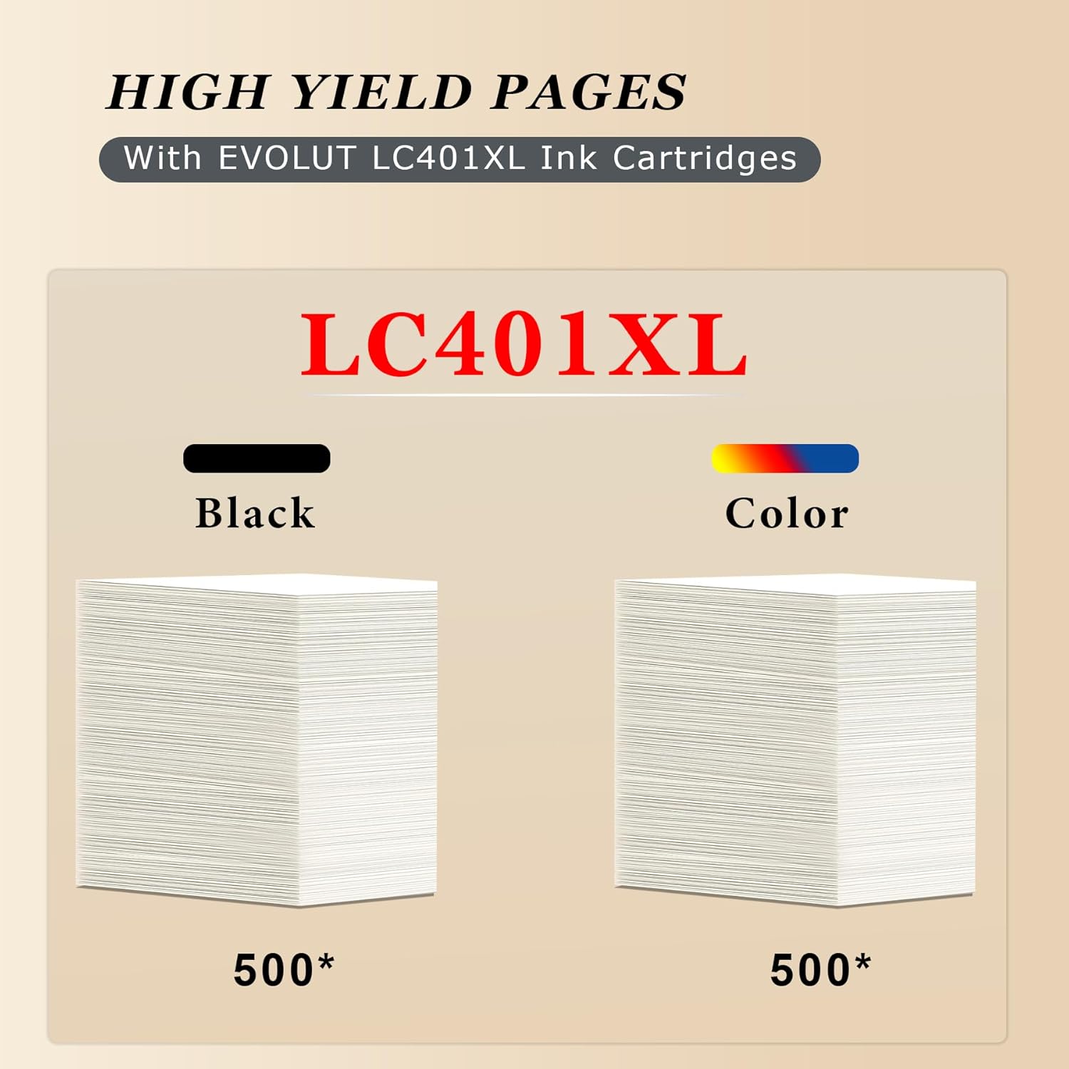 LC401XL LC401 – Cartuchos de tinta de alto rendimiento (negro cian magenta amarillo, paquete de 4)  Reemplazo de tinta compatible con Eout LC401 XL