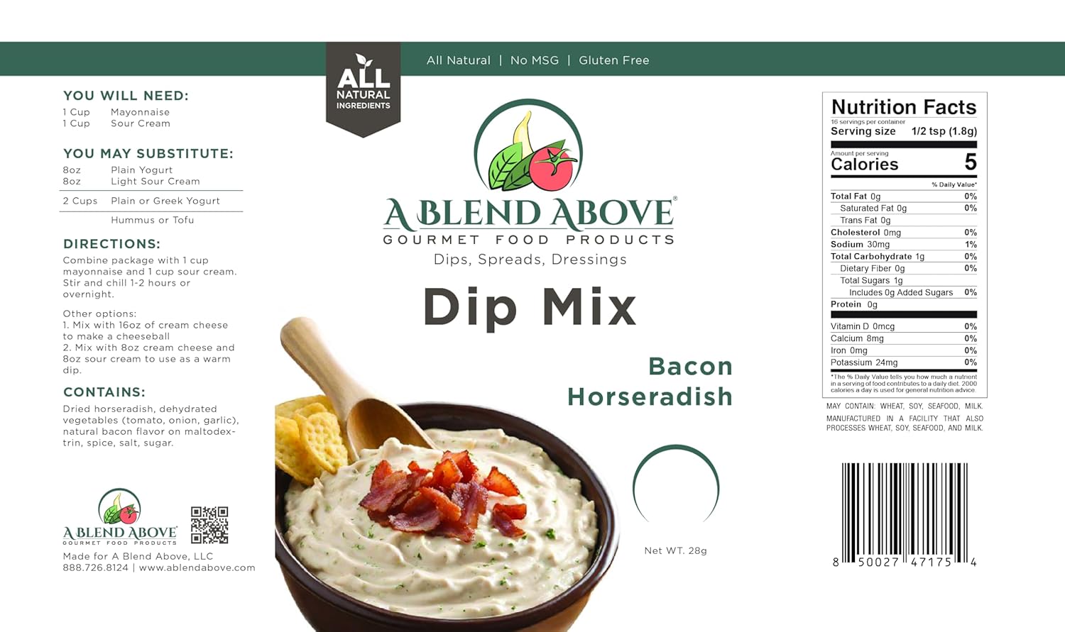 A Blend Above Mezcla de salsa de rábano picante de tocino, 1 oz (paquete de 3)
