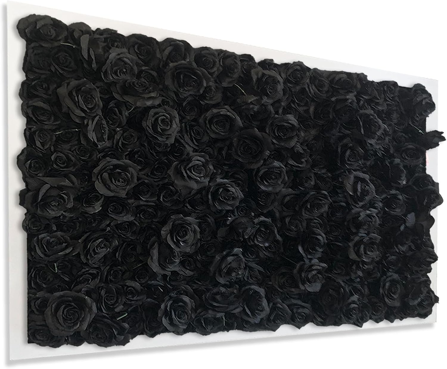 Arte artificial para pared, ensamblado en una variedad de colores y estilos (rosas negras, marco blanco, 45 x 30 pulgadas)