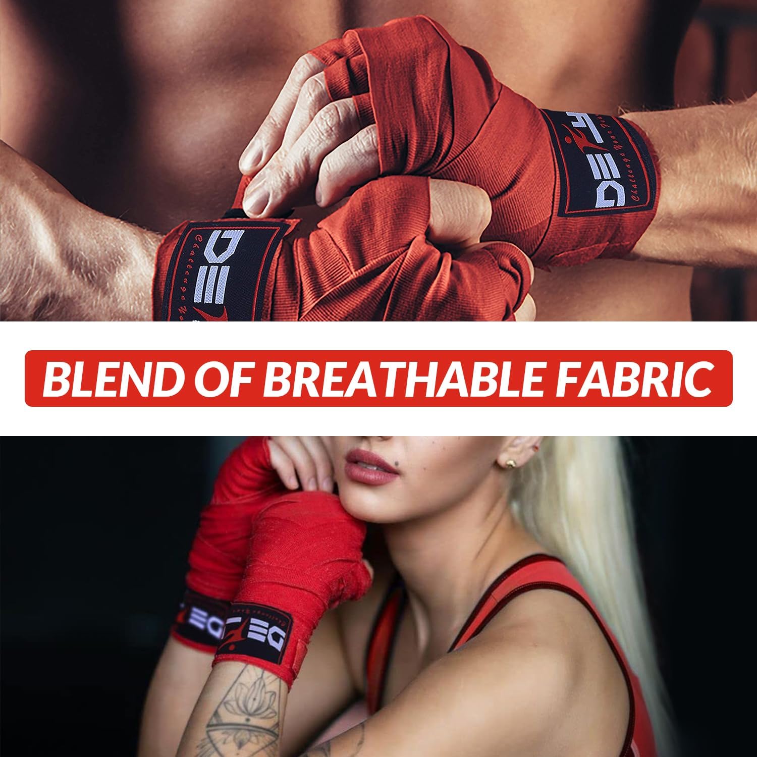 DEFY – Vendas de mano profesionales de 180 pulgadas para boxeo, Muay Thai, vendajes elásticos para hombres y mujeres, par