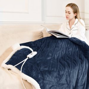 blunique Manta térmica eléctrica, manta térmica con 5 niveles de calor y 4 horas de apagado automático, acogedora manta de forro polar sherpa suave, blunique Manta térmica eléctrica, manta térmica con 5 niveles de calor y 4 horas de apagado automático, acogedora manta de forro polar sherpa suave,