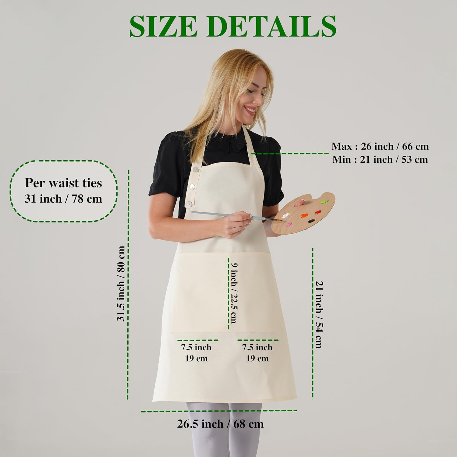 TOSHE Delantal de cocina de algodón resistente a las gotas de agua con delantales ajustables para mujer con bolsillos, 10 opciones de color,
