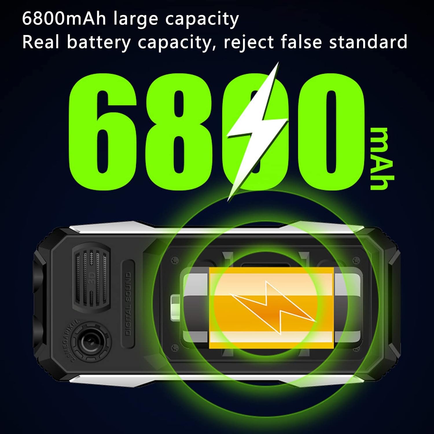 Teléfono celular 2G para personas mayores, teléfono resistente desbloqueado, doble SIM, batería de larga duración de 6800 mAh, pantalla HD de 2.4