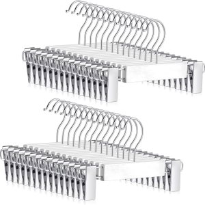 30 perchas de madera para pantalones de bebé con clips de 9.5 pulgadas de madera para niños con gancho giratorio y 2 clips ajustables para 30 perchas de madera para pantalones de bebé con clips de 9.5 pulgadas de madera para niños con gancho giratorio y 2 clips ajustables para