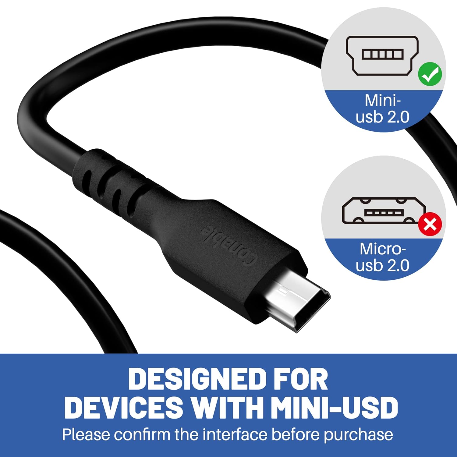 Cable mini USB de 8 pies, cable USB para cámara, cable USB 2.0 tipo A a Mini B, compatible con controlador PS3, reproductor de MP3, cámara digital,