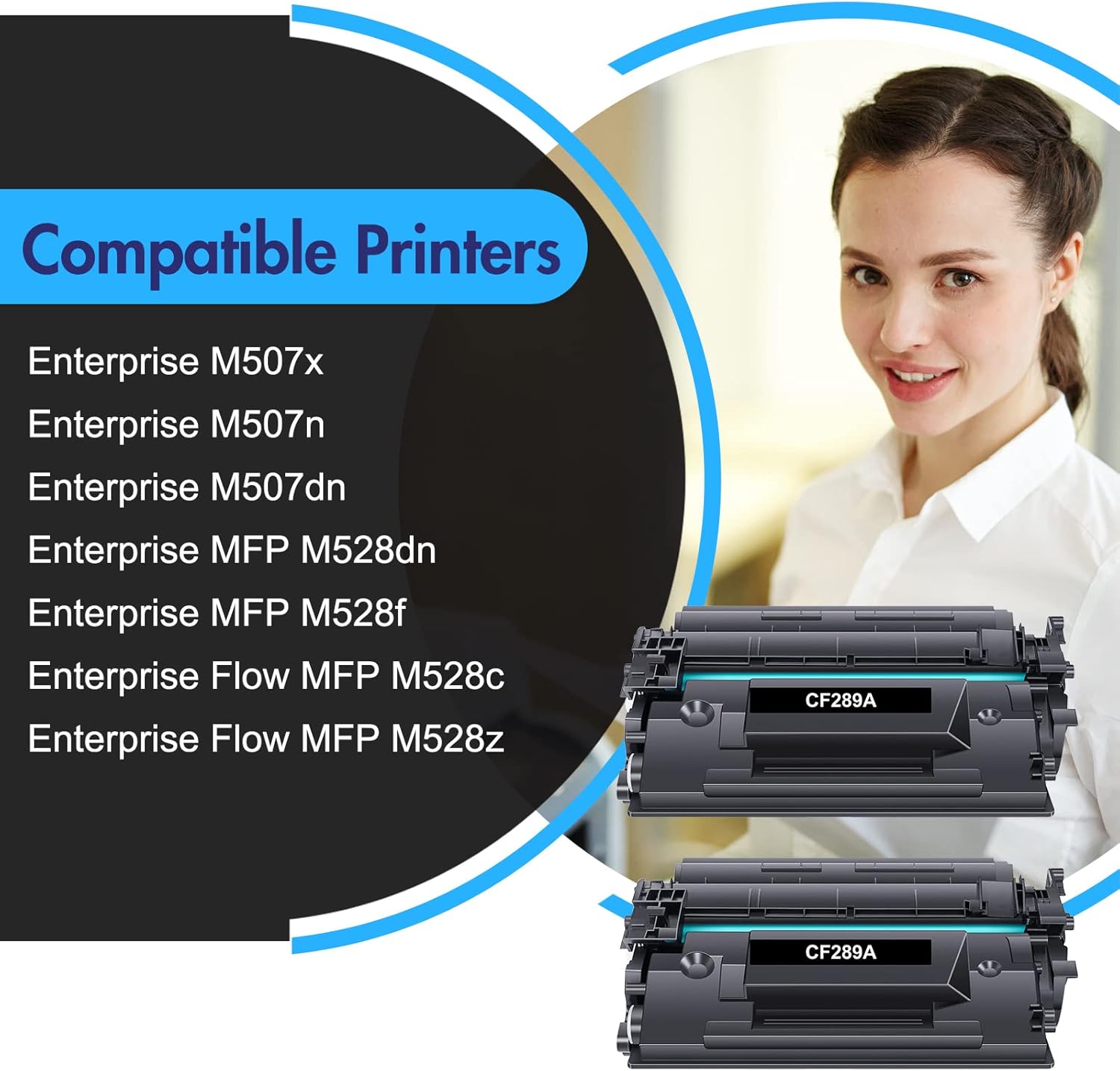 CF289A 89A Cartucho de tóner negro, 2 paquetes de repuesto para HP 89A 89X CF289A CF289X para HP Enterprise M507 M507n M507dn M507x MFP M528dn M528f