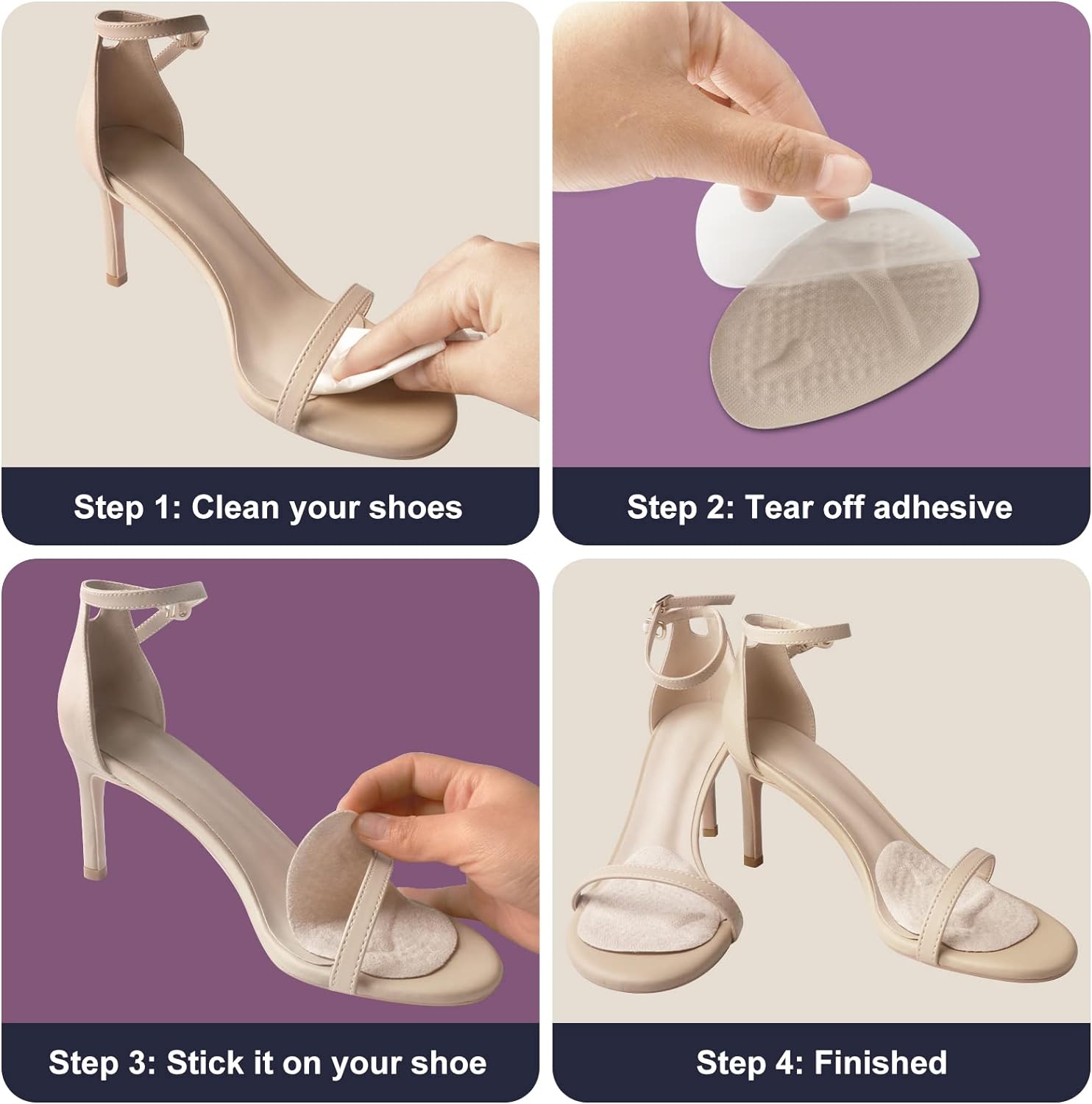 Almohadillas metatarsianas, almohadillas de bola de pie, inserciones de talón para mujeres, dolor de pies, tacón alto cómodo relleno de zapatos,