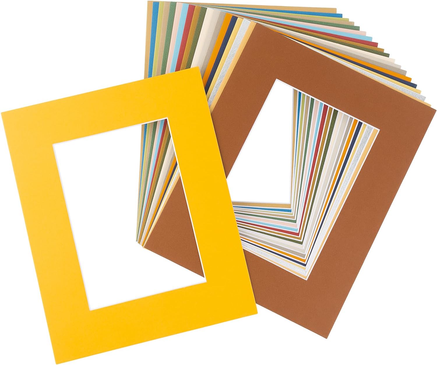 Juego de 20 cartulinas para fotos de 8 x 10 de colores mixtos, con corte biselado en blanco para fotos de 5 x 7