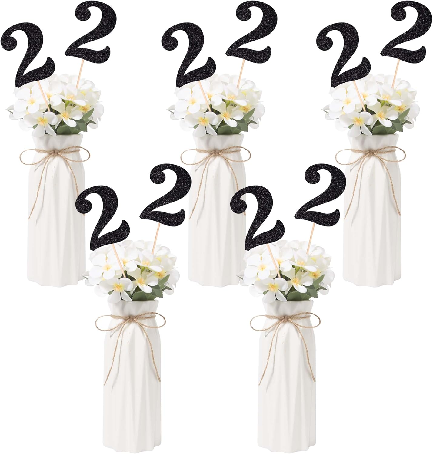 10 piezas de centros de mesa negros de doble cara para mesas, decoración de pasteles, decoración de fiesta de segundo cumpleaños, baby shower,