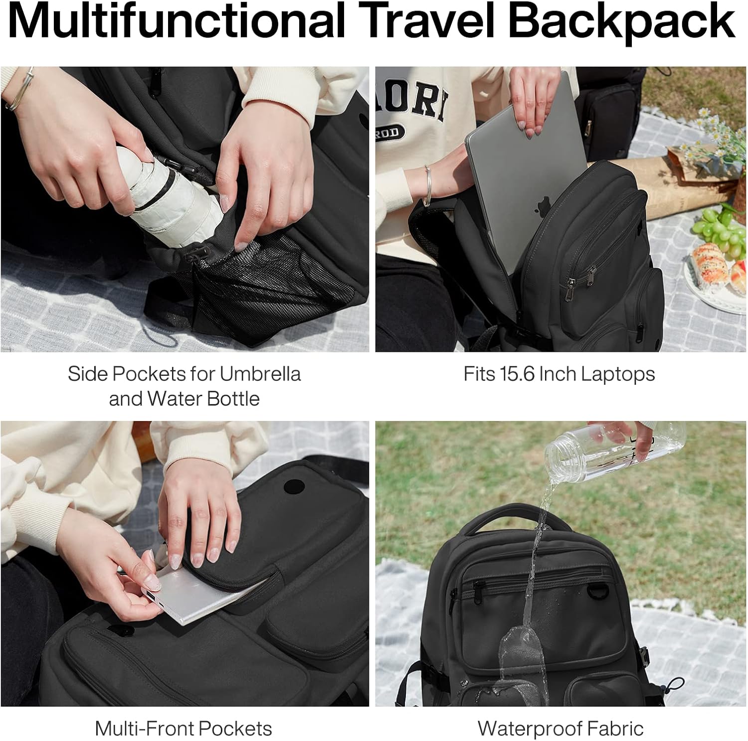 mixi Travel Laptop Backpack, Lightweight Durable School Bookbag Men Woman 15.6″ Computer Bag, Water Resistant Outdoor Hiking Backpacks With