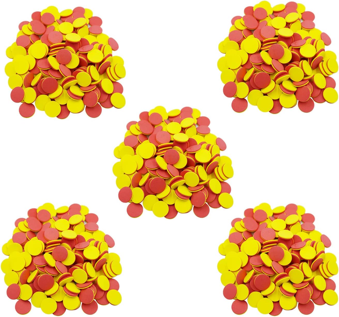 DNB Contadores de espuma de 2 colores, contadores matemáticos de doble cara rojo-amarillo de 1 pulgada, fichas de conteo de aprendizaje temprano,