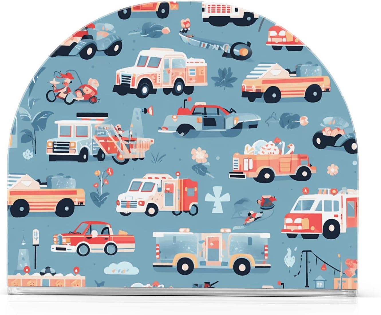Servilletero de tejido acrílico para camiones de bomberos, ambulancia, minivan, policía, coche, servilletero, cocina, baño, uso en interiores y