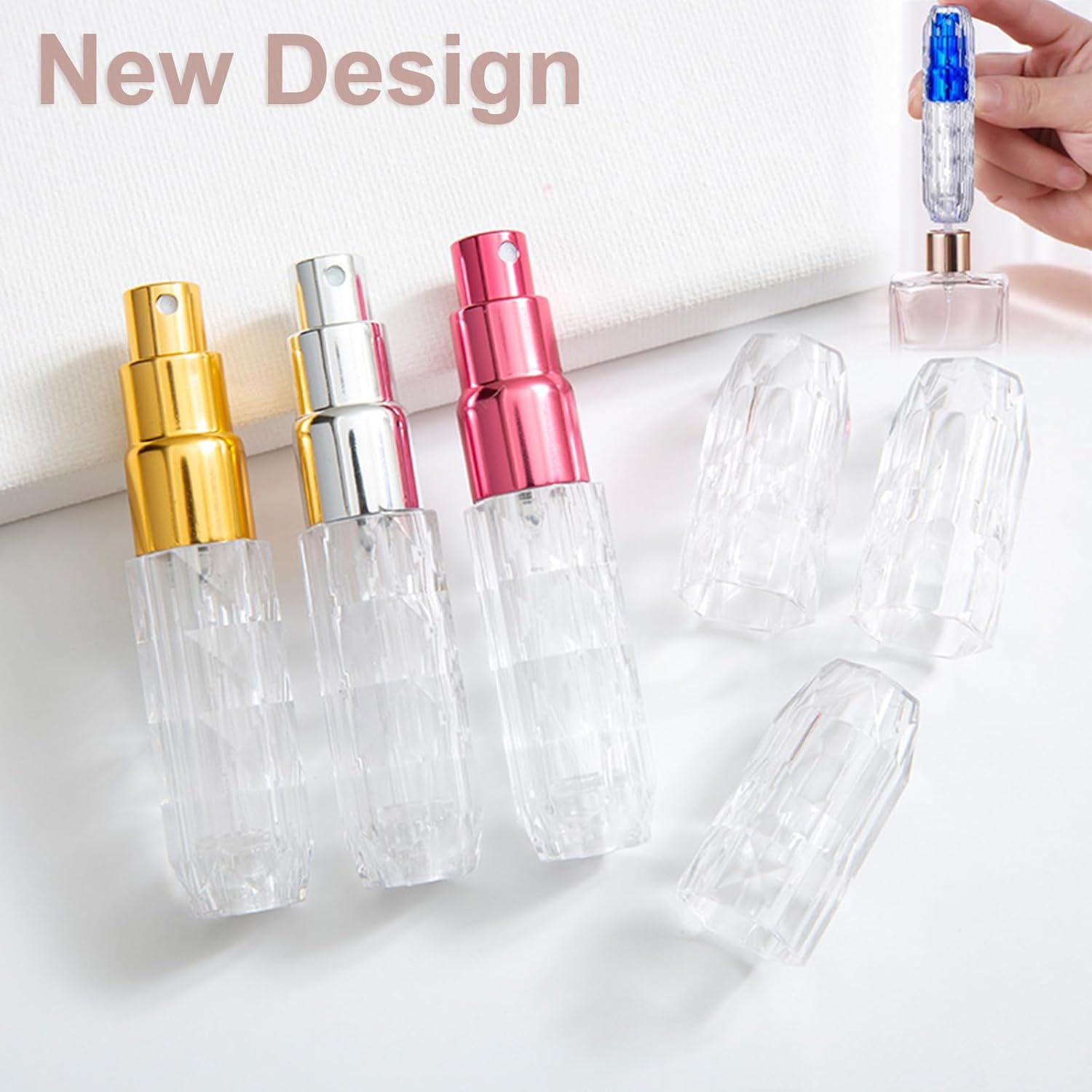 Mini botella atomizadora recargable de perfume, contenedor portátil de viaje, botella de aerosol de colonia vacía para viajes y salidas, 0.2 fl oz,