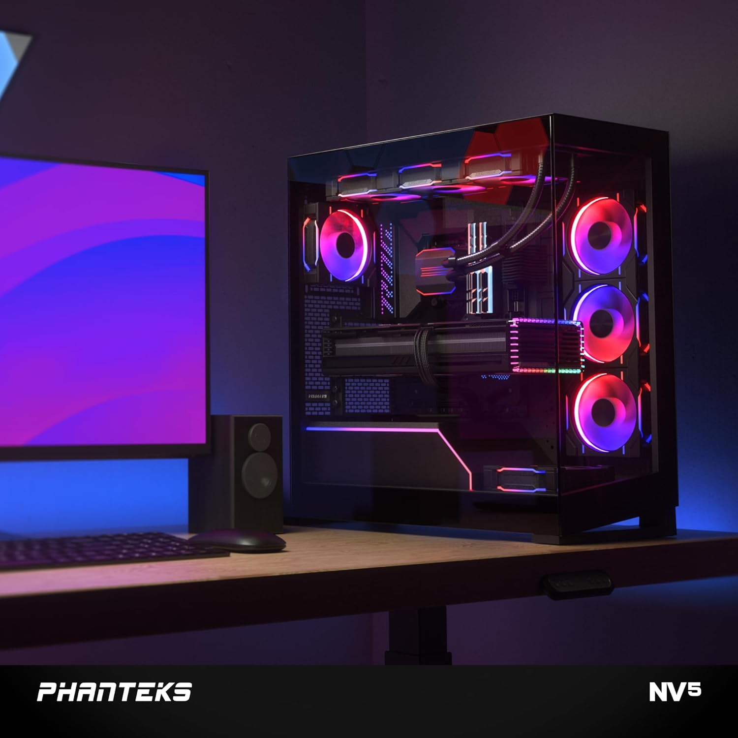 Phanteks NV5 (PH-NV523TG_DMW01) Chasis de media torre para escaparate, alto rendimiento de flujo de aire, iluminación DA-RGB integrada, diseño de