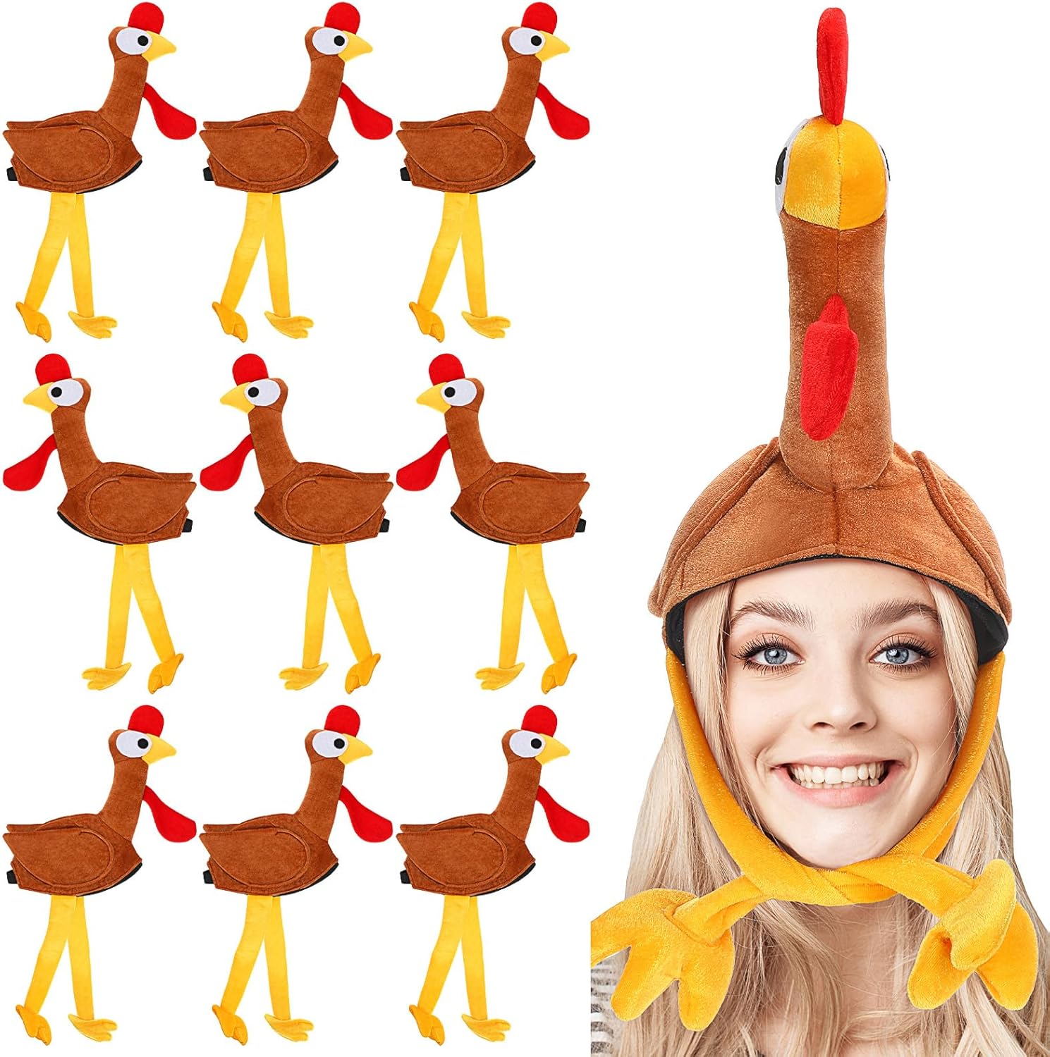Sombrero de pavo de Acción de Gracias de 10 unidades, accesorio de fiesta, novedad de Acción de Gracias, gorro de pavo con patas en la cabeza para