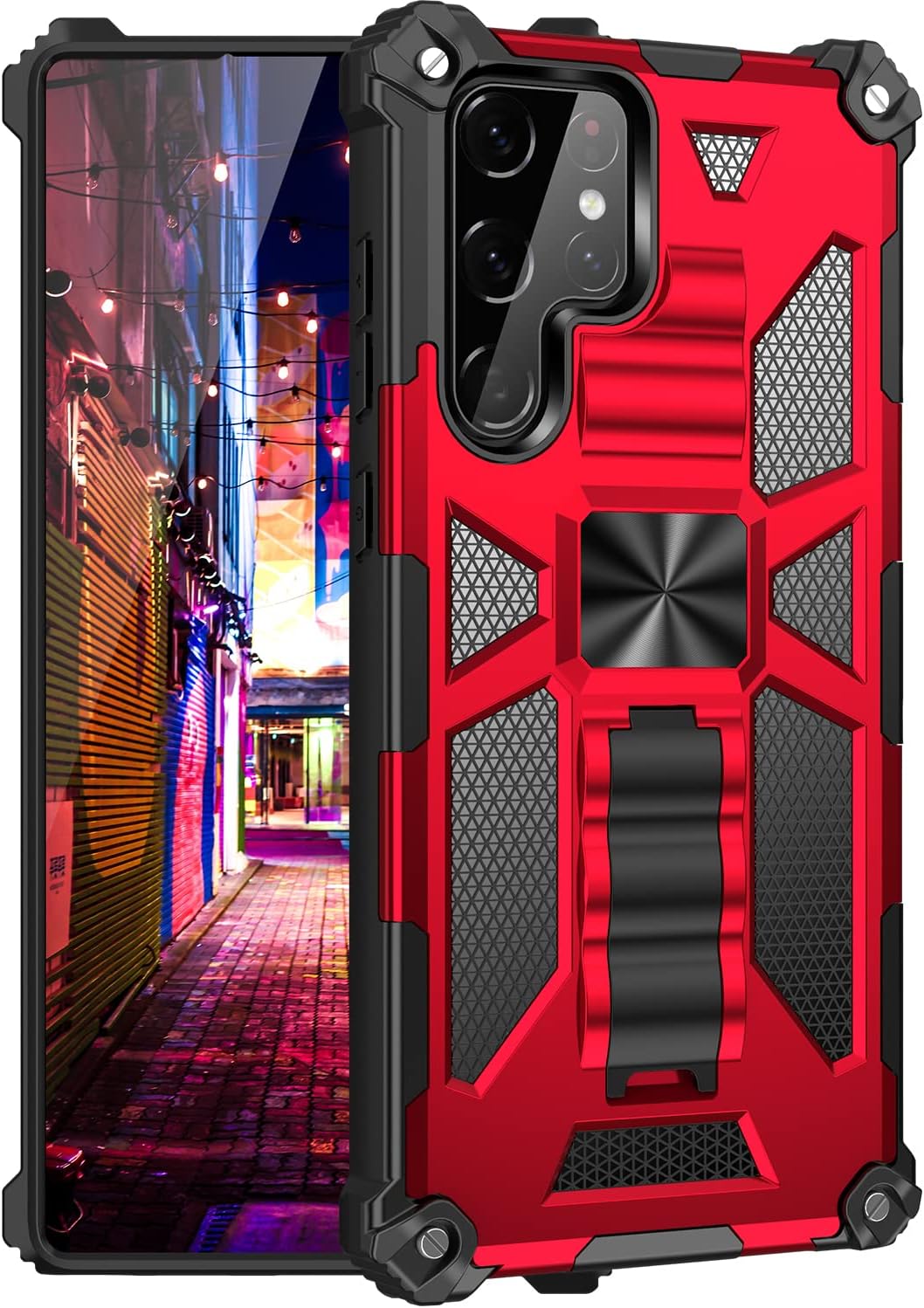Asuwish Funda para Samsung Galaxy S22 Ultra 5G con protector de pantalla de vidrio templado y accesorios para celular, función atril, protección de