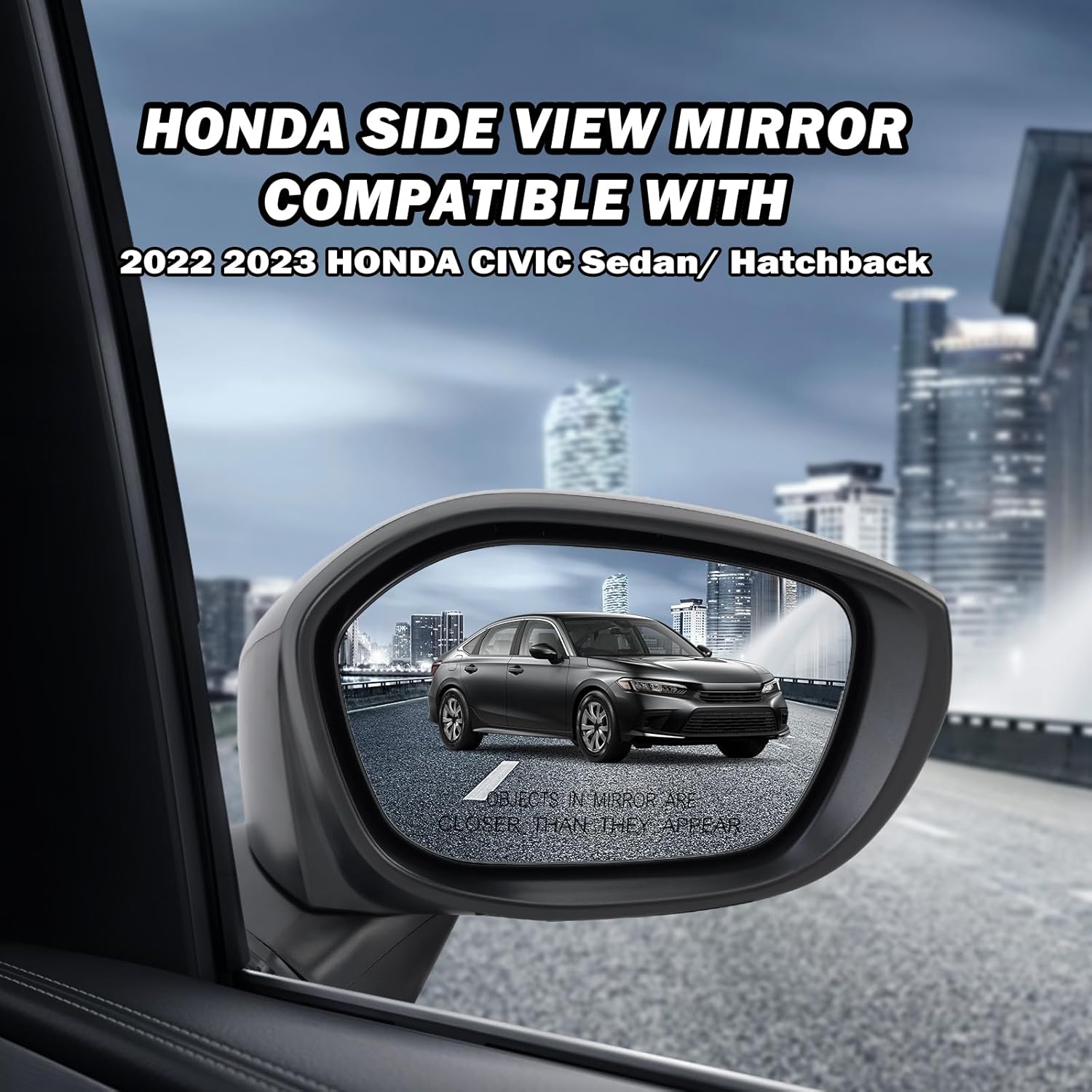 Espejo lateral derecho del pasajero compatible con Honda Civic SedanHatchback 2022, 2023, 2024, 2025, espejos con cristal eléctrico, sin