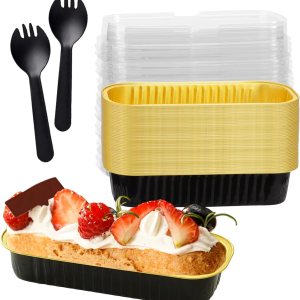 50 mini moldes rectangulares con tapas, mini moldes para pasteles con tapas, moldes desechables para hornear, moldes para magdalenas, tazas para 50 mini moldes rectangulares con tapas, mini moldes para pasteles con tapas, moldes desechables para hornear, moldes para magdalenas, tazas para