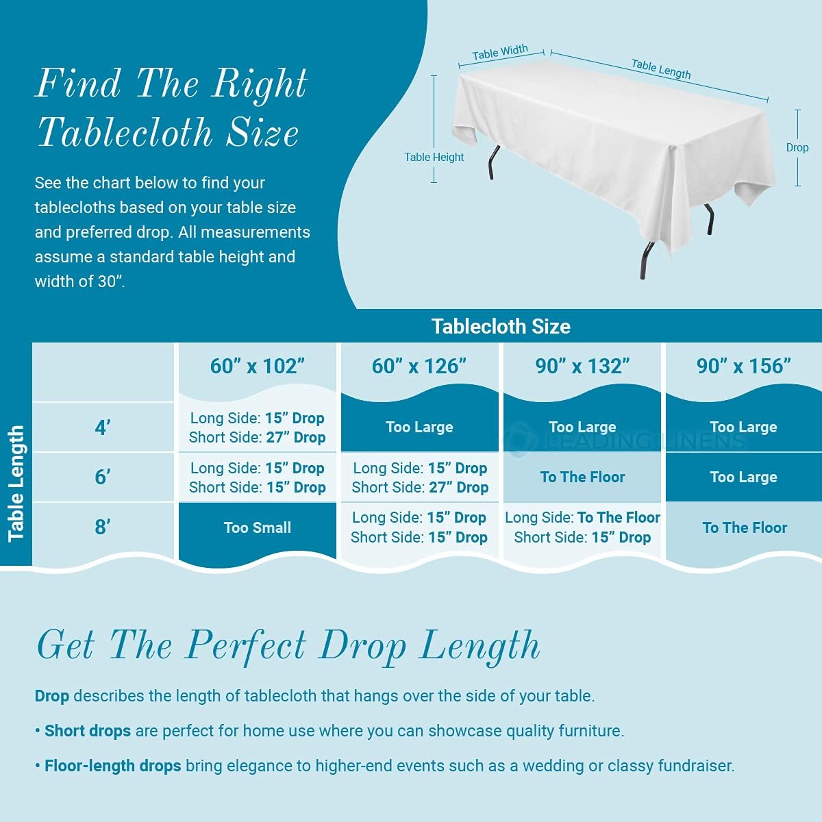Leading Linens – Mantel rectangular de tela de poliéster de 90 x 156 pulgadas, 10 piezas, para recepción de boda, restaurante, banquete, fiesta,
