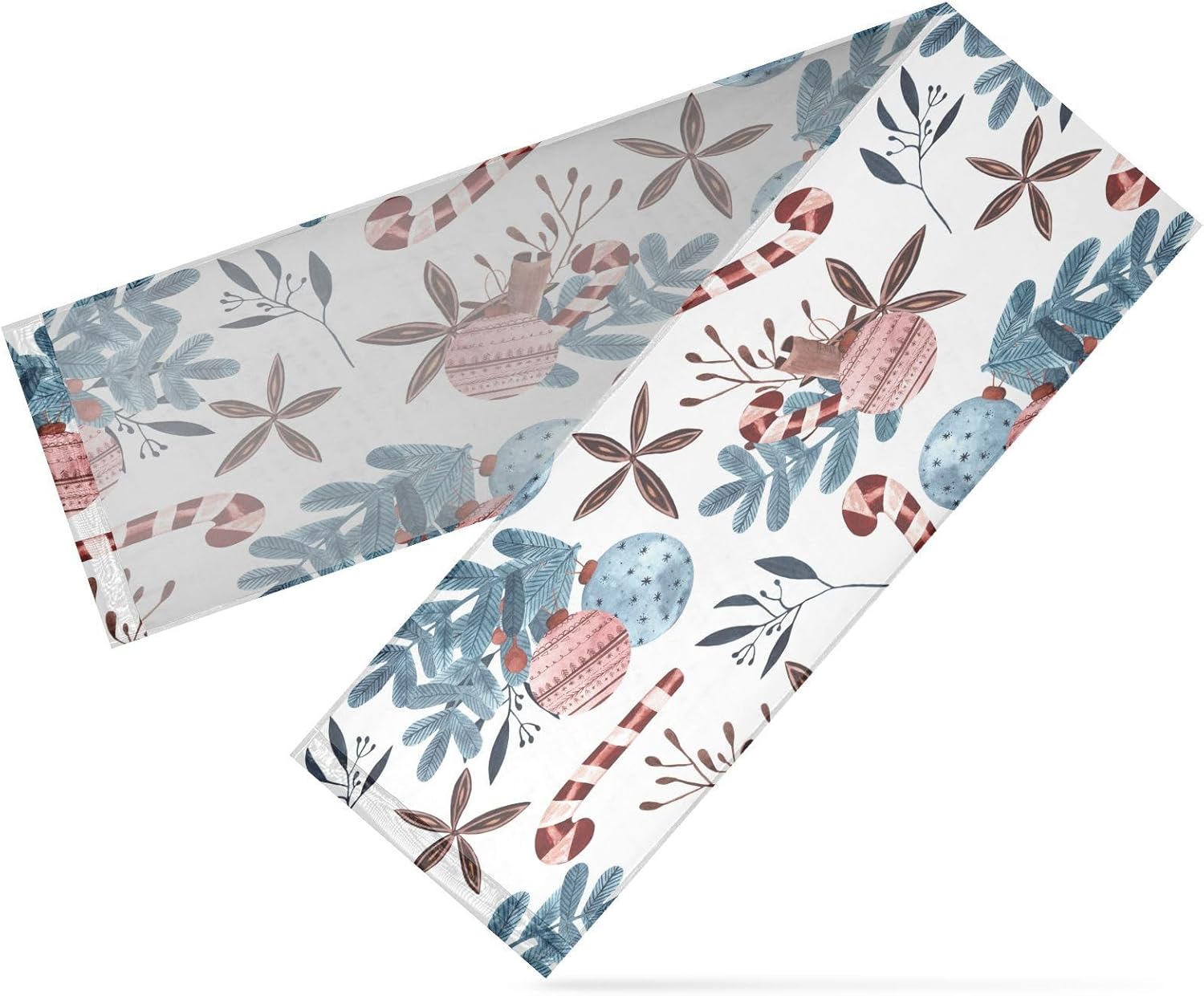 Camino de mesa de hojas de anís de caramelo de Navidad, decoración de otoño para decoración de escritorio, camino de mesa de Navidad de 108 pulgadas