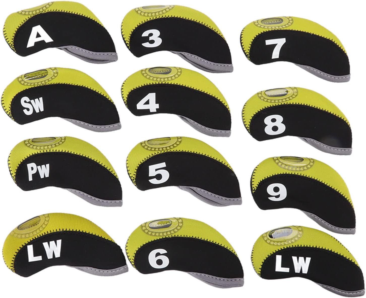 Fundas de cabeza de hierro de golf, 12 piezas de neopreno protector de palos de golf a prueba de arañazos de cuero para palos de golf para todas las