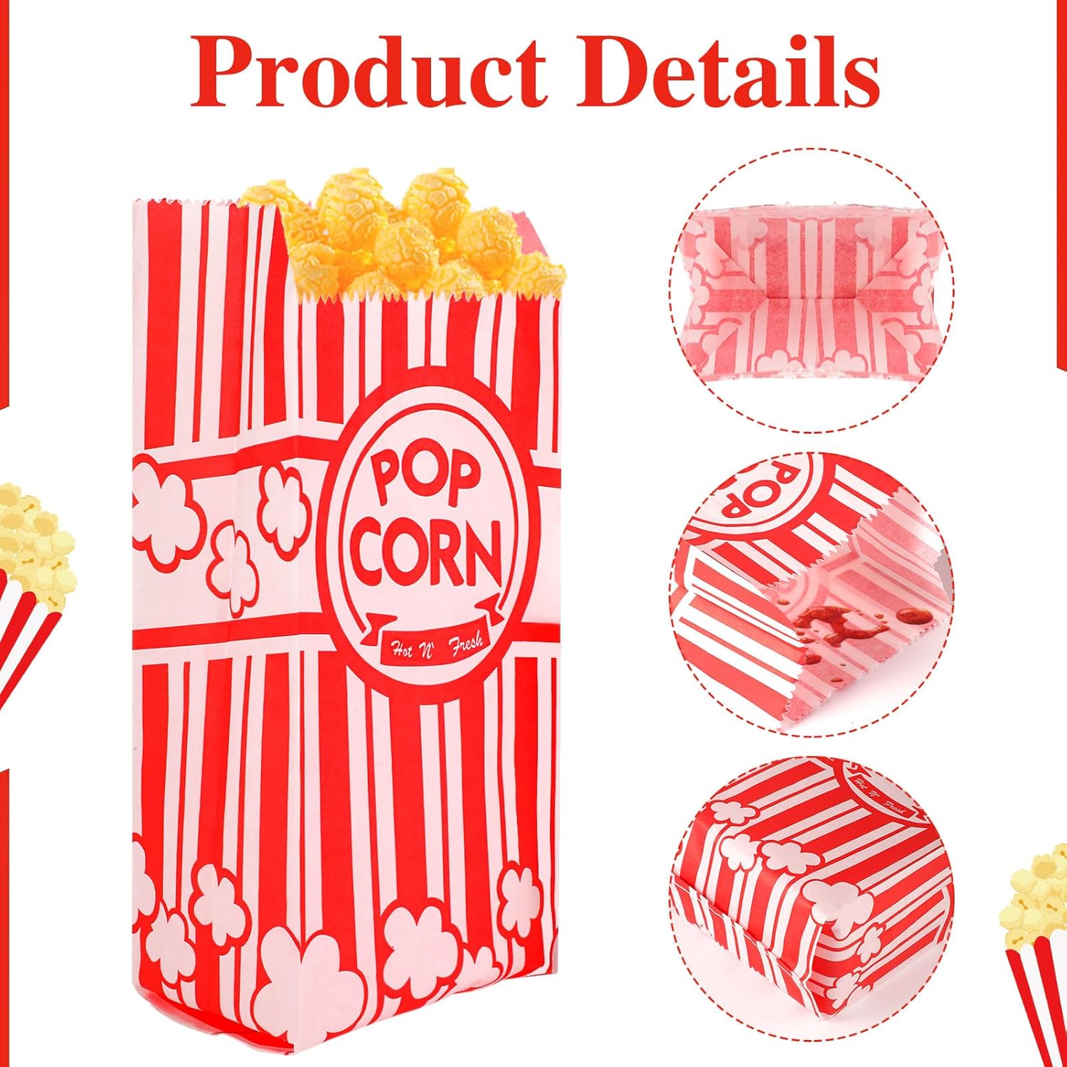 600 bolsas de palomitas de maíz, bolsas de papel de 1 onza, porciones individuales a granel para máquina de palomitas de maíz, noches de cine,