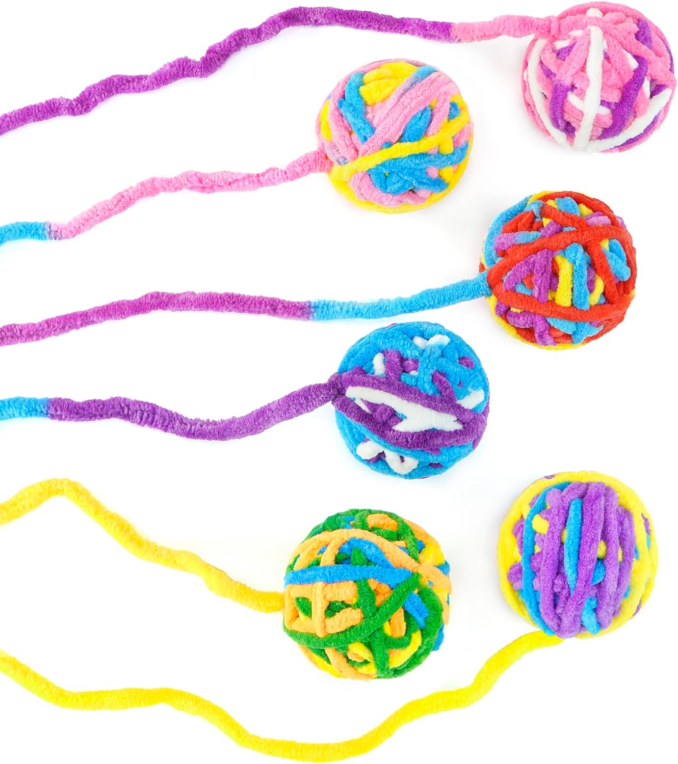 CHIWAVA Paquete de 6 bolas de juguete de hilo de lana de 20 pulgadas con campana, bolas grandes de juguete para gatos de interior de 20 pulgadas,