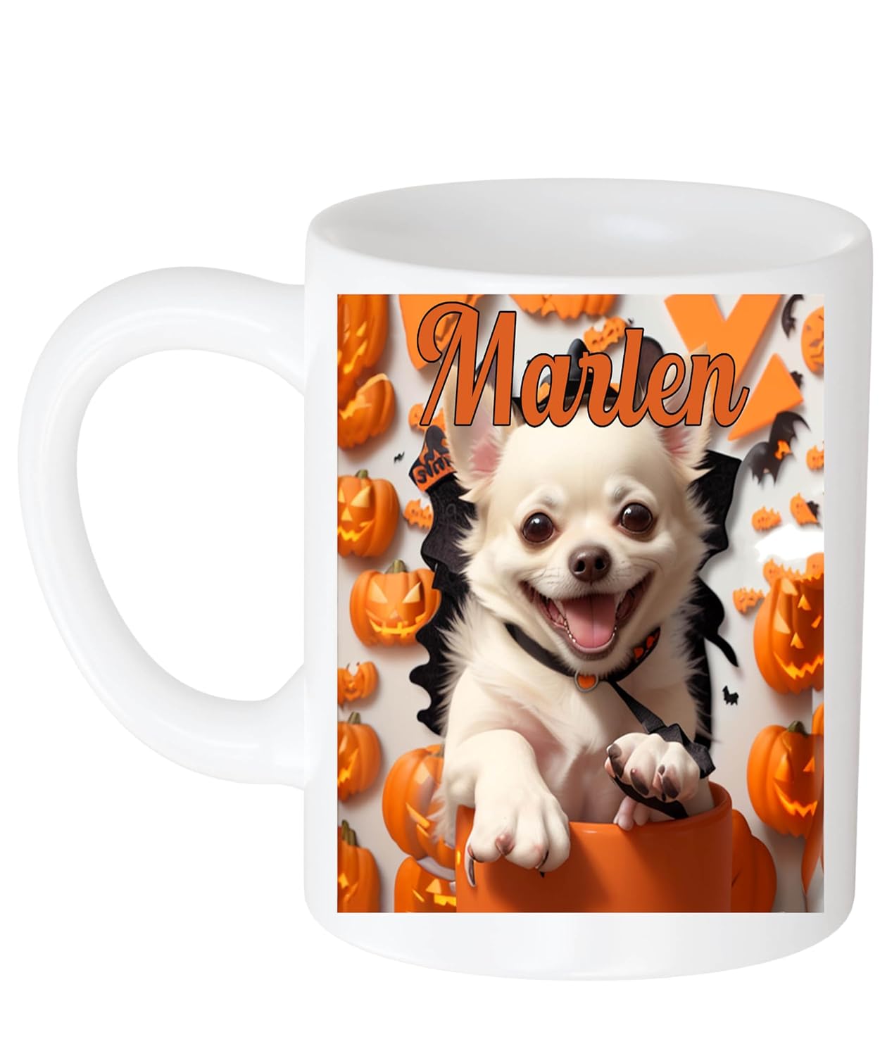 Personalized Name Halloweenn Marlen Custom Dog Mom Gift Halloween Matching Mugs Cute Pumpkin Dog Mama Dog Dad Mug Personalized Witchy Funny Dog