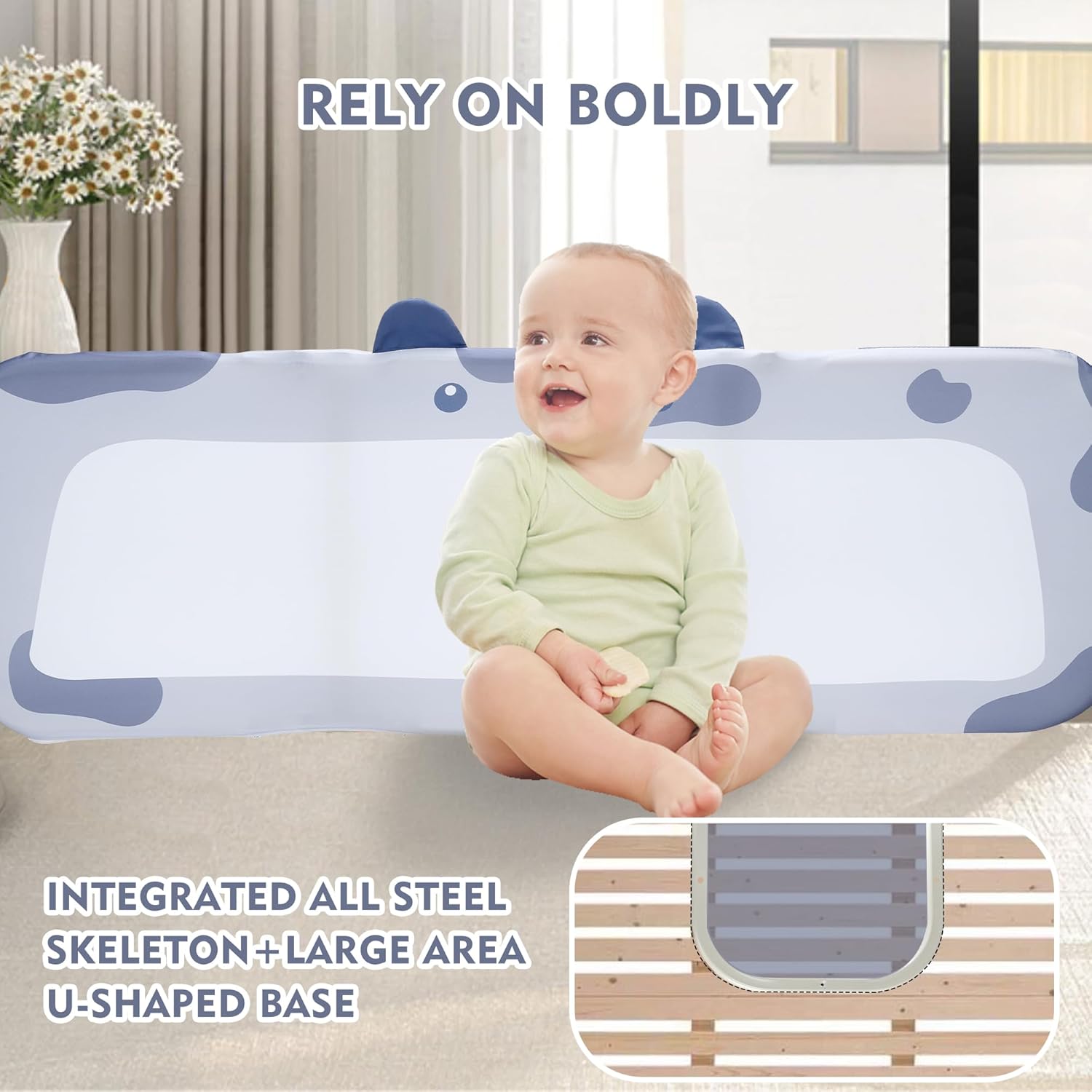 Riel de cama para niños pequeños  Barandilla plegable para cuna de bebé, altura ajustable, barandillas de seguridad para cama de niños para viajes