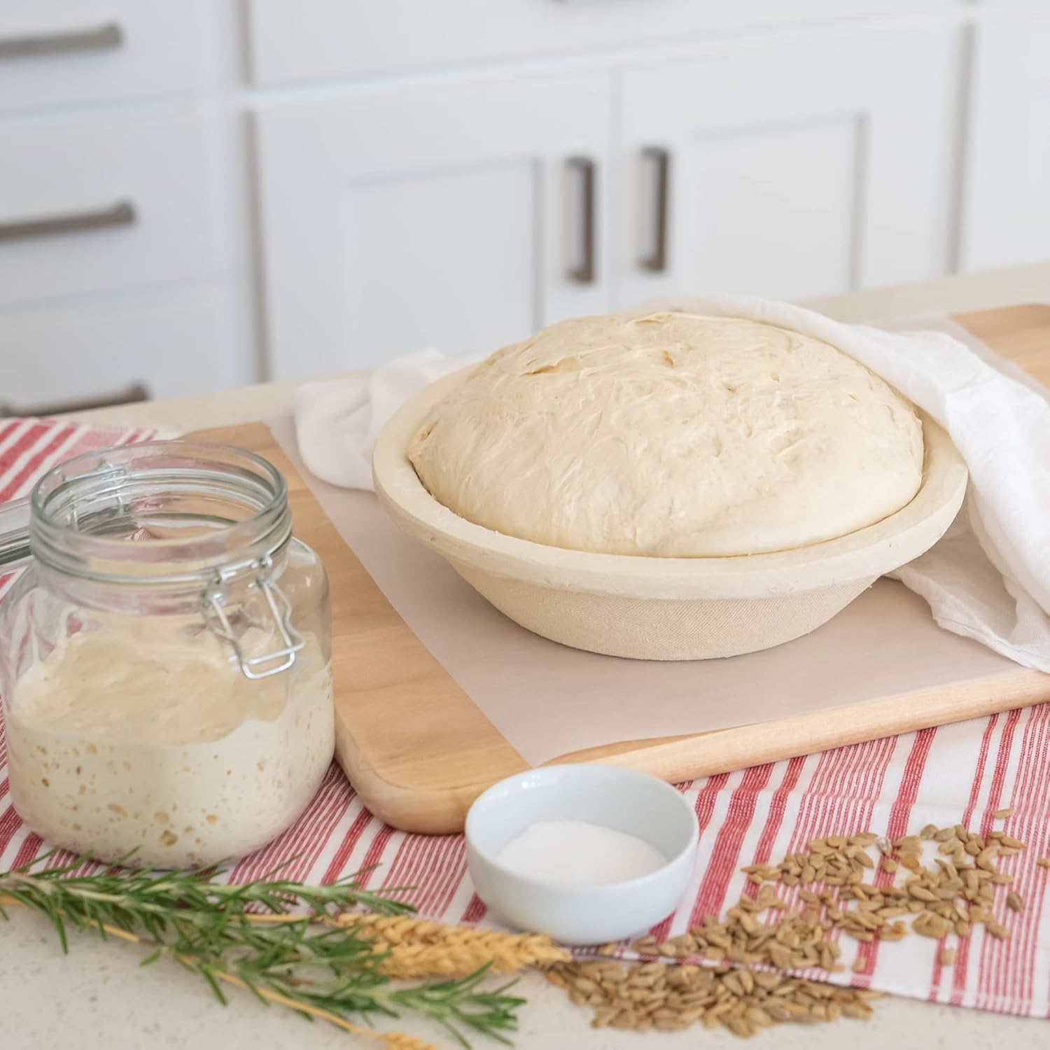 Bulka Banneton – Cesta para pan, pulpa de madera de abeto, redondo, 9 pulgadas, suministros para hornear pan de masa madre Brotform  Cuenco