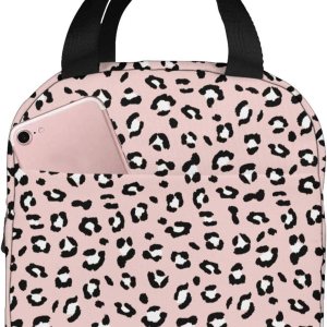 Bolsa de almuerzo portátil con patrón de piel de leopardo rosa para mujeres y hombres, bolsa de almuerzo reutilizable para Bolsa de almuerzo portátil con patrón de piel de leopardo rosa para mujeres y hombres, bolsa de almuerzo reutilizable para