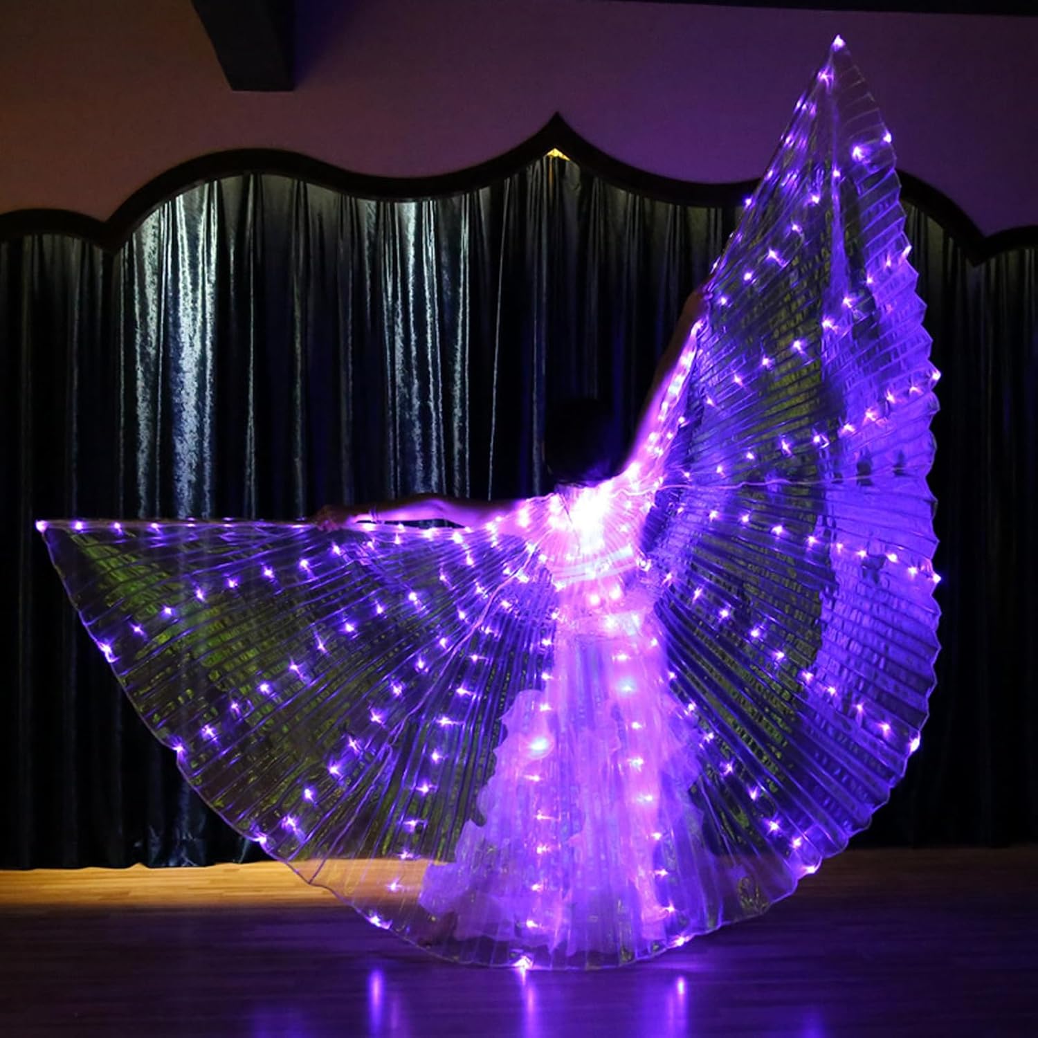 Alas LED Isis – Alas de danza del vientre con palos, alas de mariposa LED resplandecientes para danza de ángel