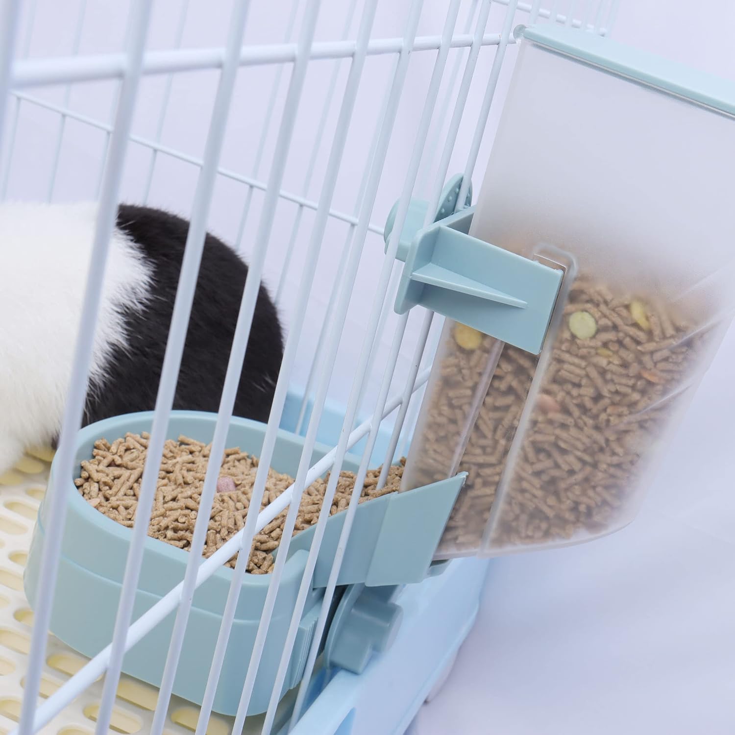 Comedero colgante de alimentos para mascotas para jaulas y jaulas, alimentador de jaula para mascotas para animales pequeños, gatos, cachorros,