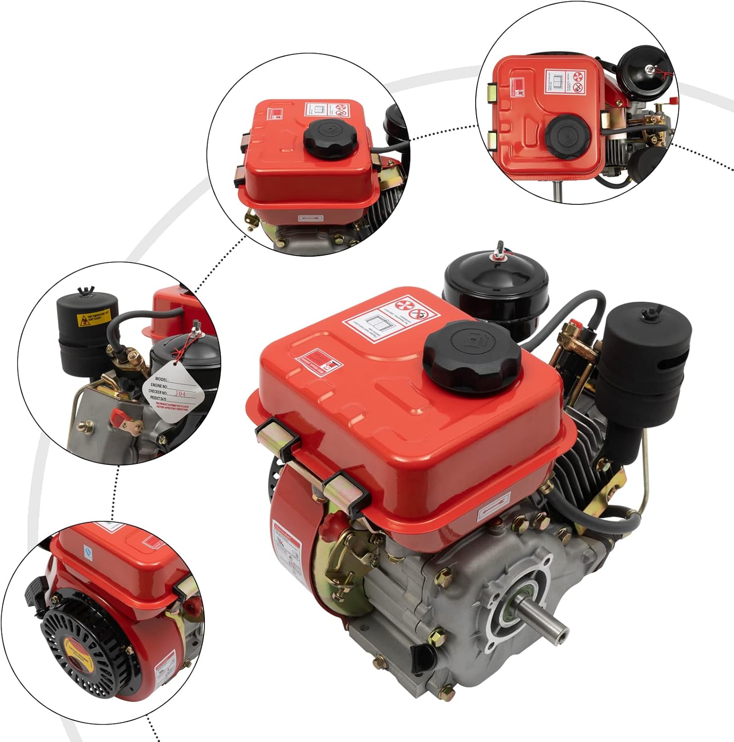 QUEWATSA Motor diésel de 4 tiempos, motor Go Kart de 2.2kW, motor monocilíndrico refrigerado por aire, sistema de arranque de retroceso, motor
