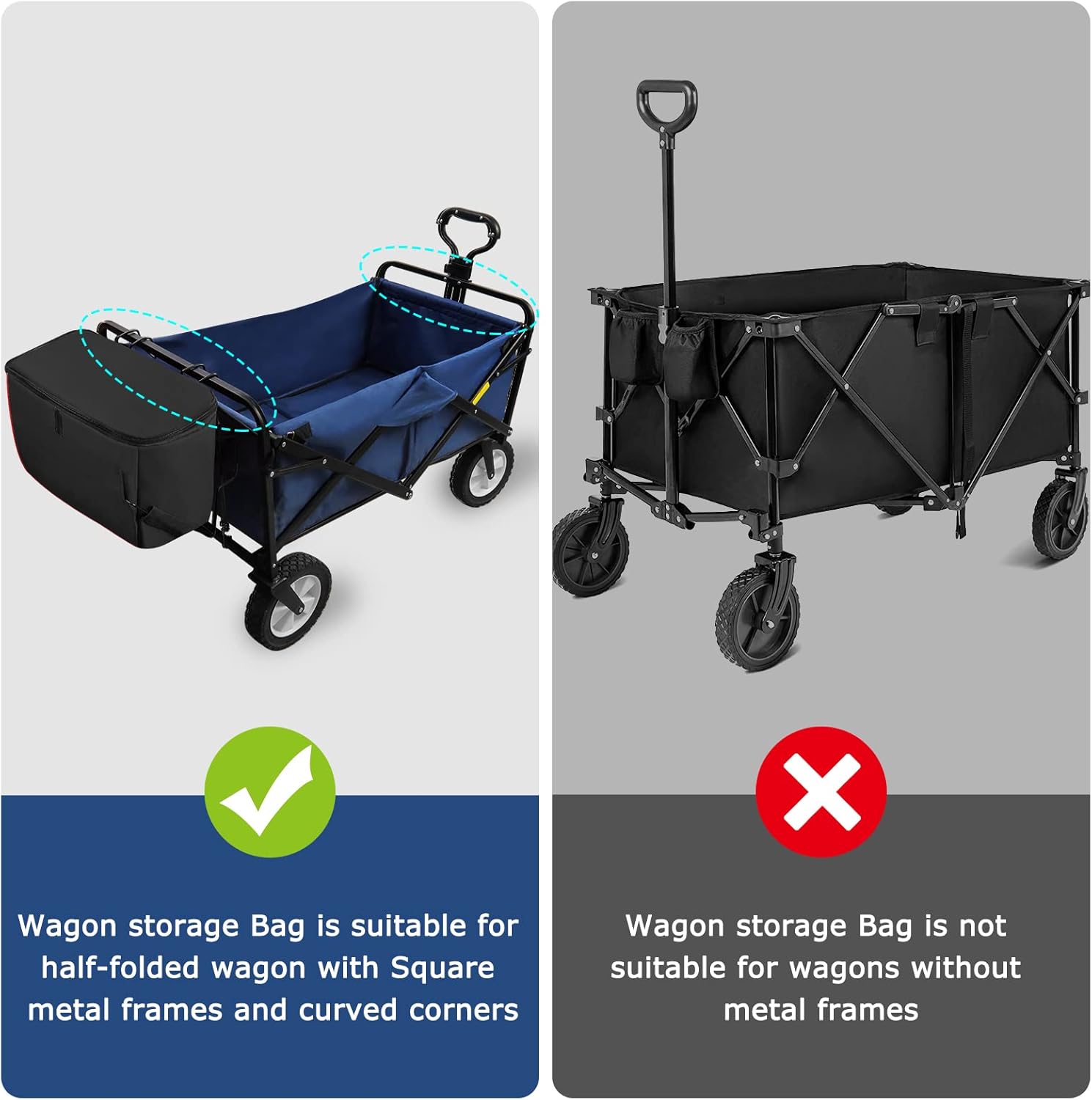 Bolsa de almacenamiento para carro, plegable de tela Oxford, bolsillo en la cola, accesorios para playa al aire libre, carrito de jardín, bolsa de
