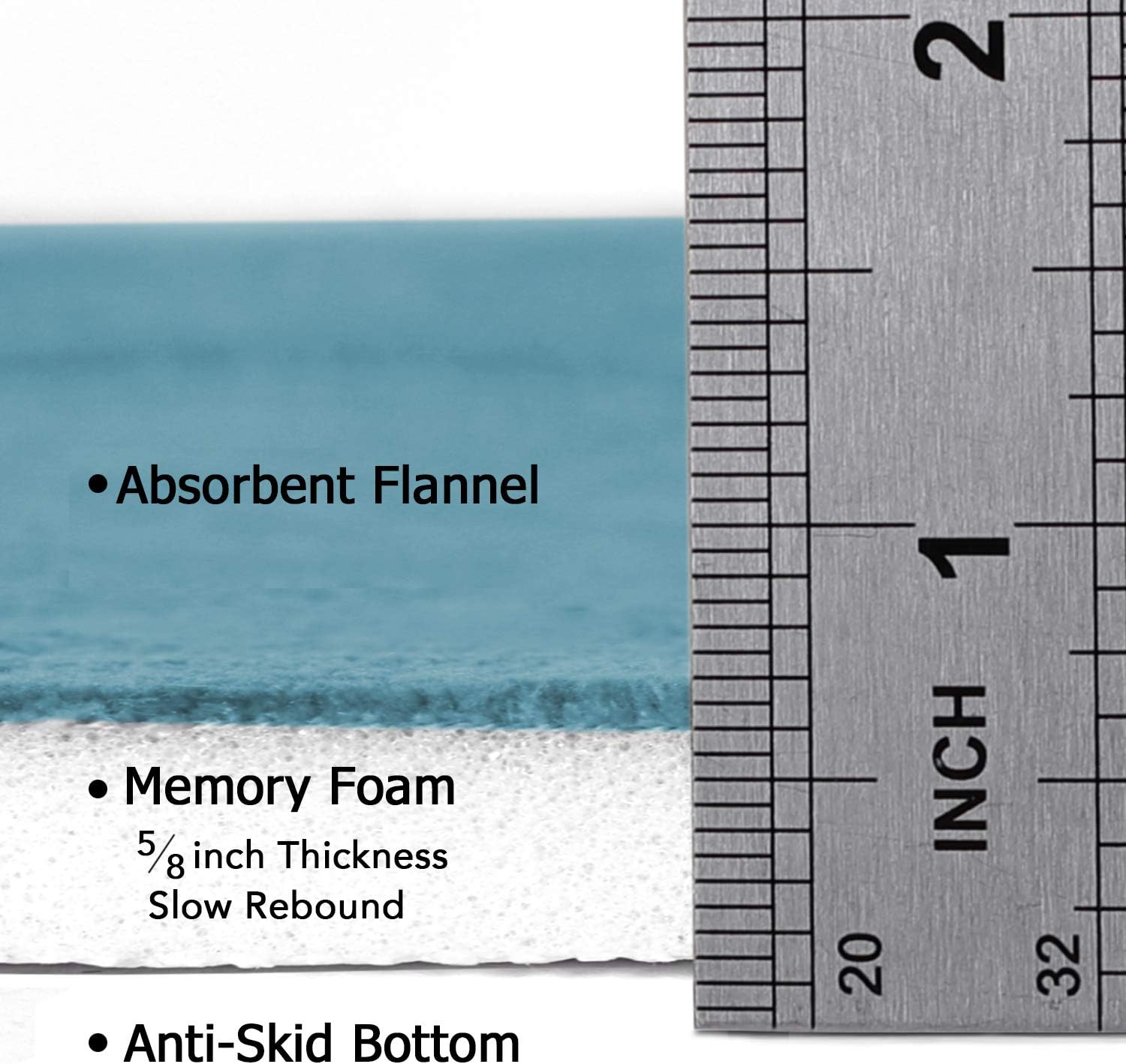Alfombra de baño de espuma viscoelástica de lujo, diseño ondulado de Flamingo P , Goma, Dark Teal, 20″ x 32″