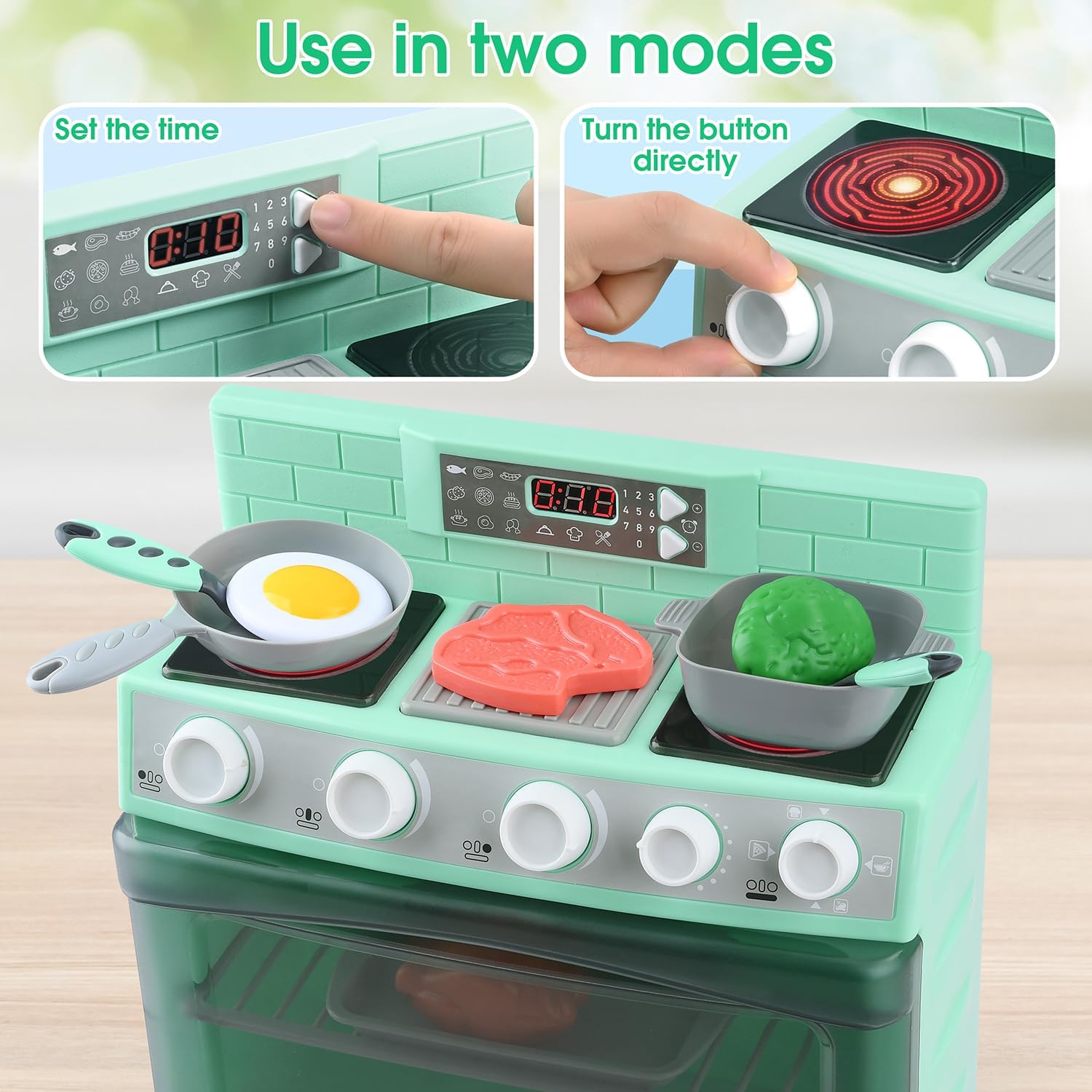 Accesorios de cocina para jugar al horno de juguete, aparato realista para niños con luces y sonidos, juego único de cocina para niños, juguetes de