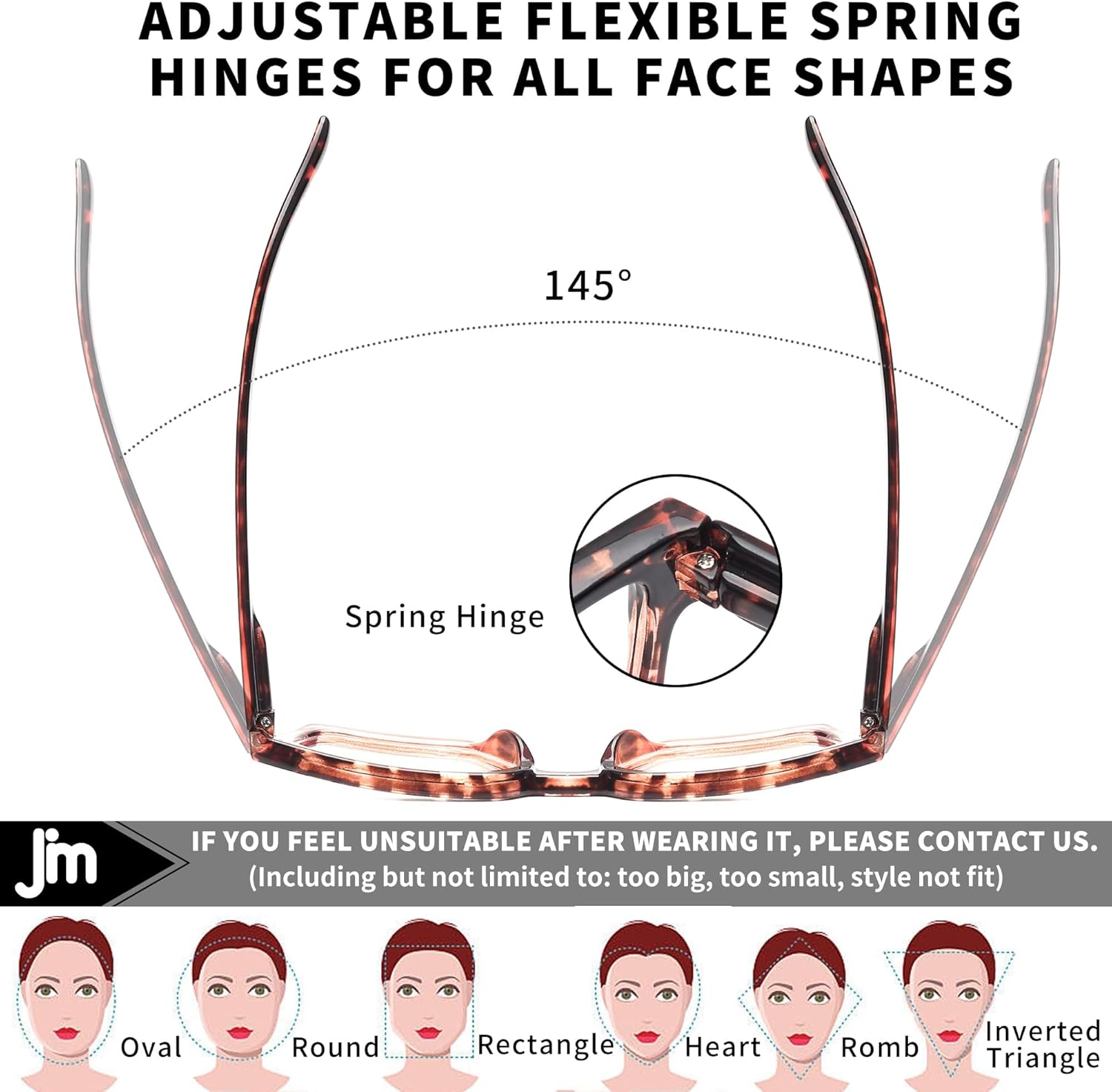 JM Paquete de 3 lentes de lectura cuadrados estilo Oprah para mujeres y hombres, lectores rectangulares de gran tamaño, con bisagra de resorte,