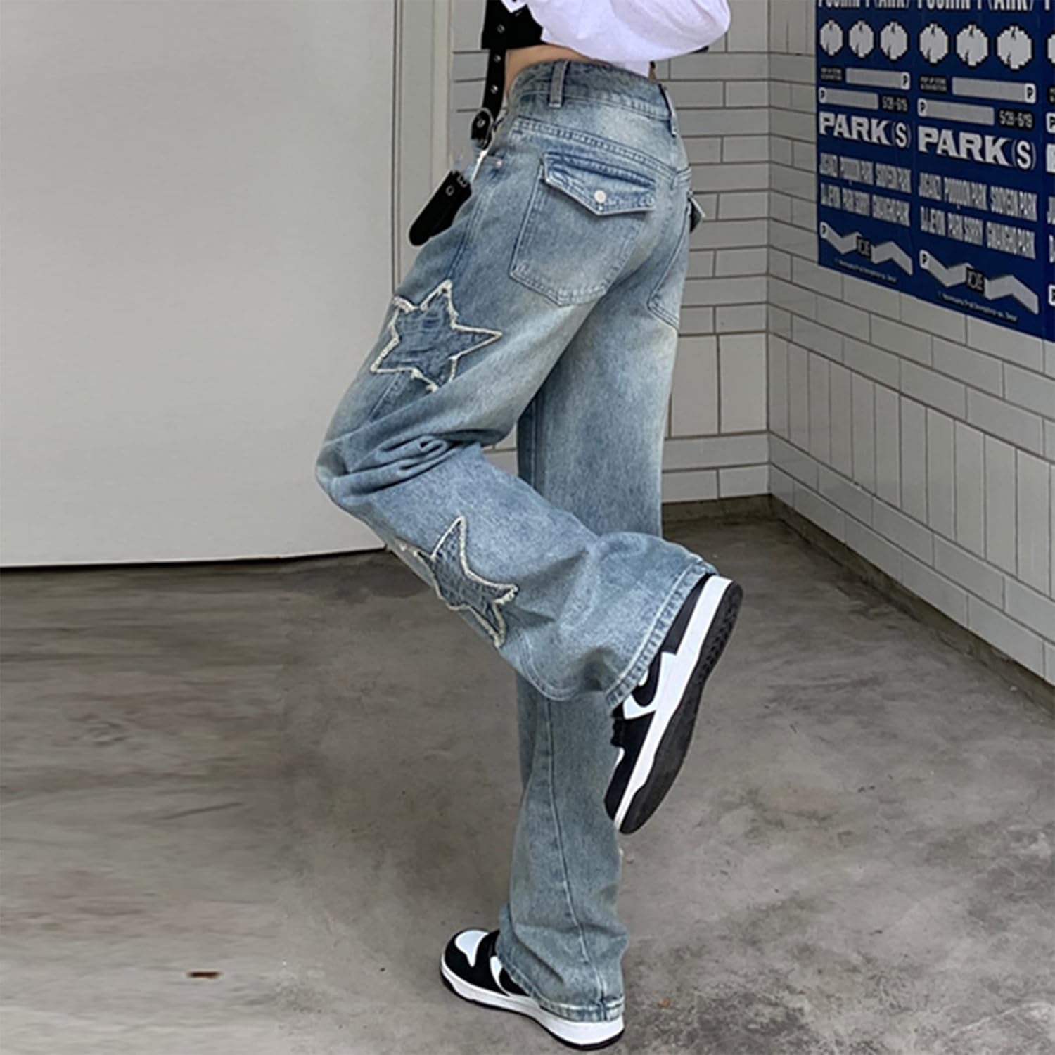 Star Jeans Y2k Jeans Emo Cargo Jeans Womens Cute Jeans for Teens