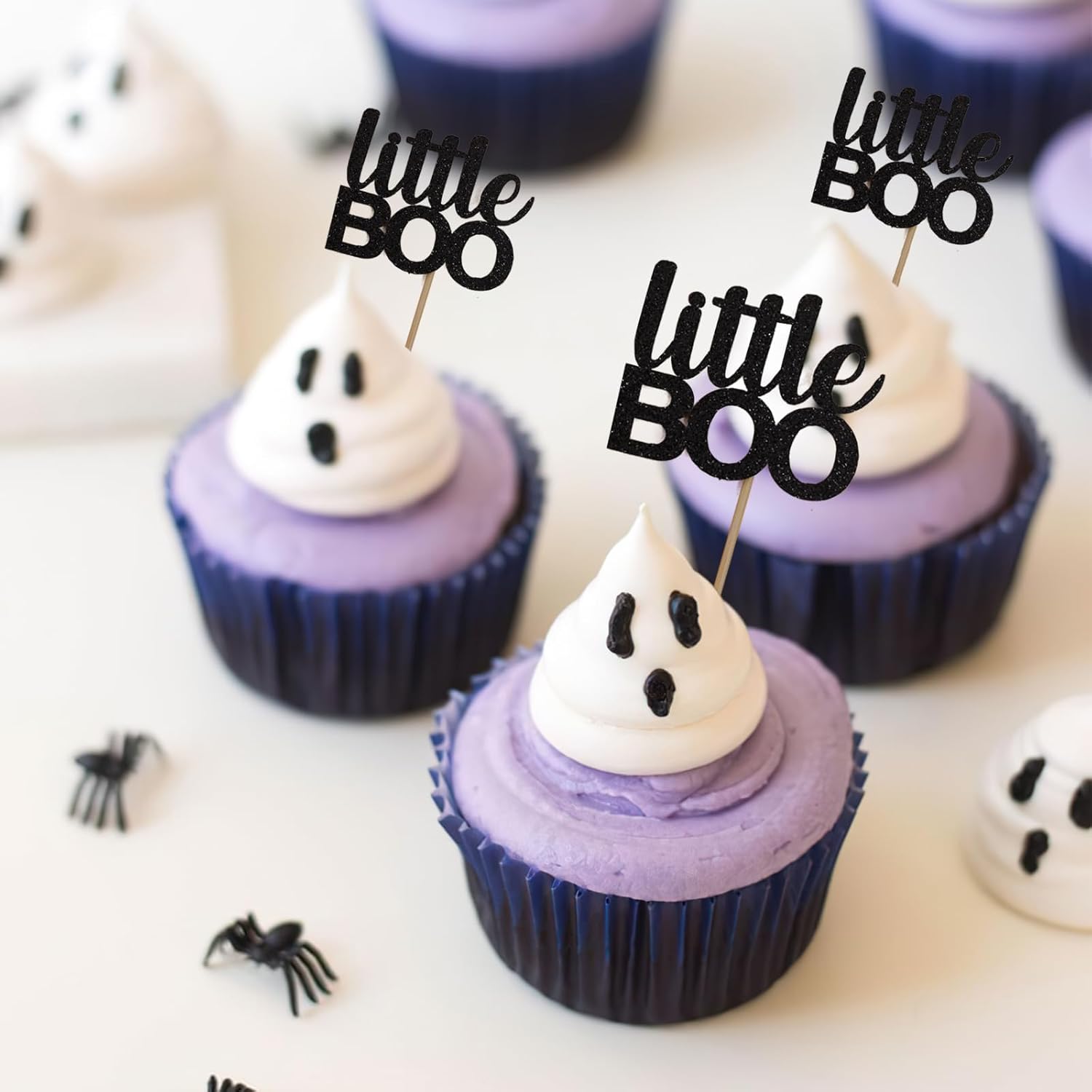 12 piezas hechas a mano para cupcakes Little Boo  Decoraciones de Halloween Baby Shower, decoración de octubre Baby Shower, pancarta de otoño para