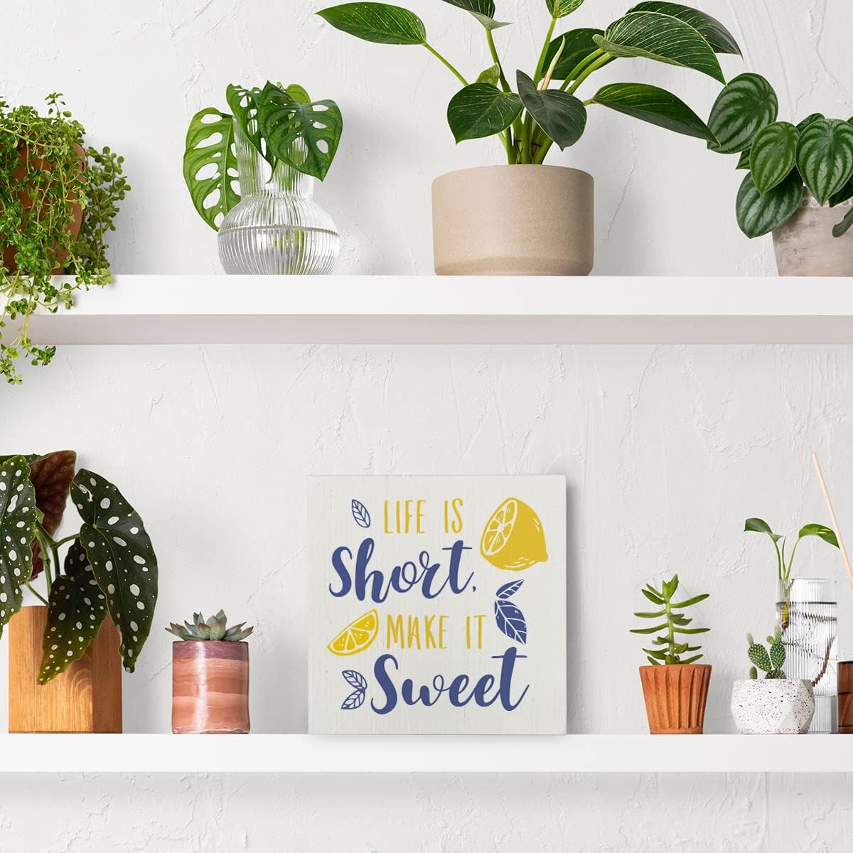 Cartel de madera de limón rústico con texto en inglés Rustic Life is Short Make It Sweet Lemon, letrero decorativo de verano, placa de bloque para