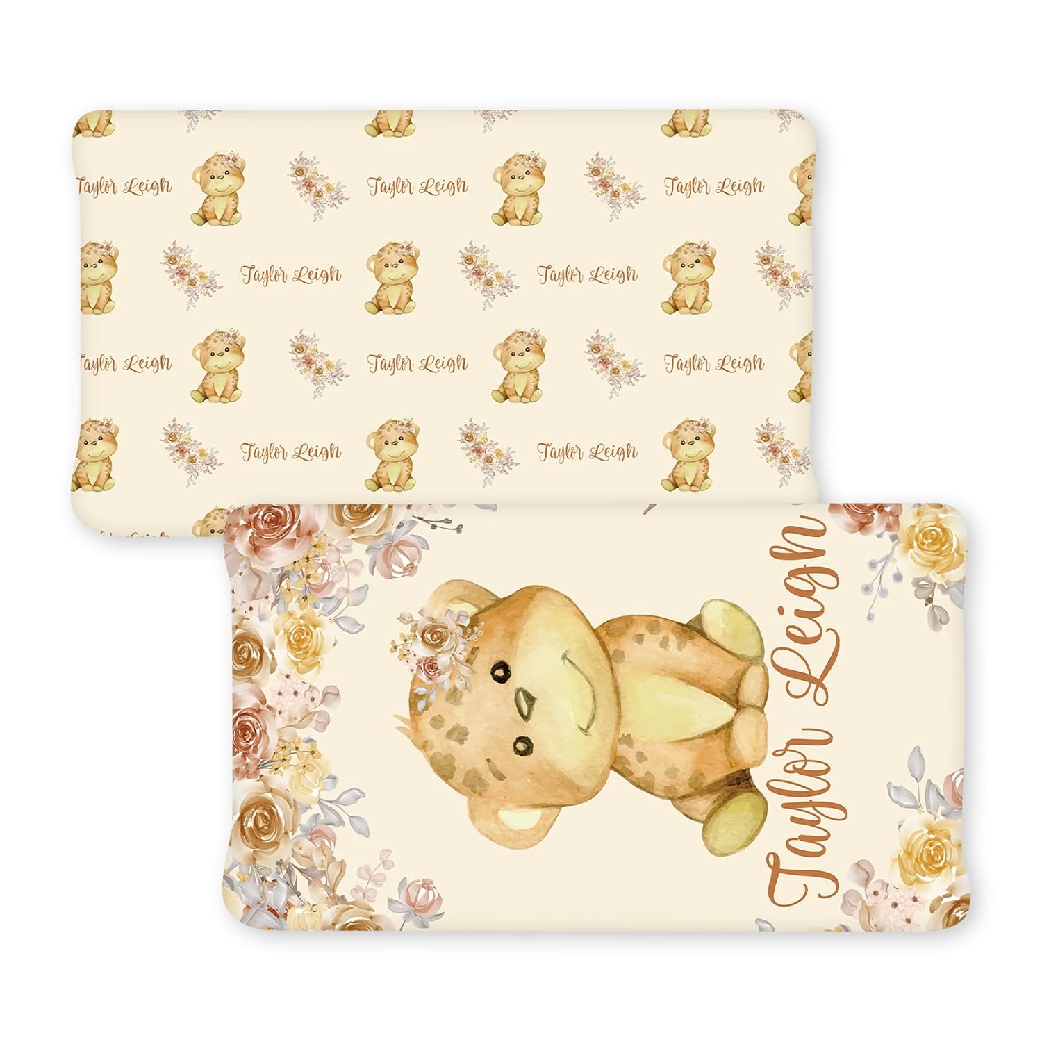 Sábanas de mesa personalizadas para cambio de pañales para cuna neutra fundas de cambiador de nombre personalizadas con bonitos estampados, 2