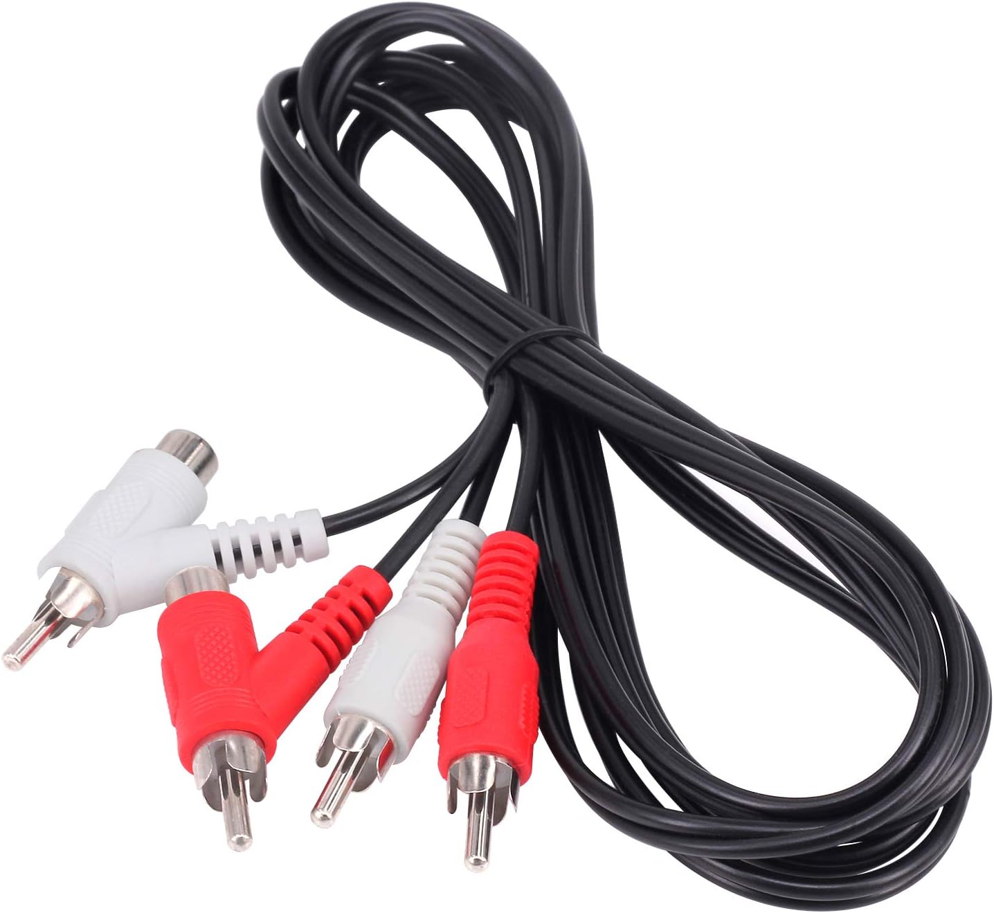 Cable extensor de audio RCA Piggyback, 5 pies 2 RCA macho a 2 RCA macho + RCA hembra Piggyback extensión Audio Video AV cable adaptador