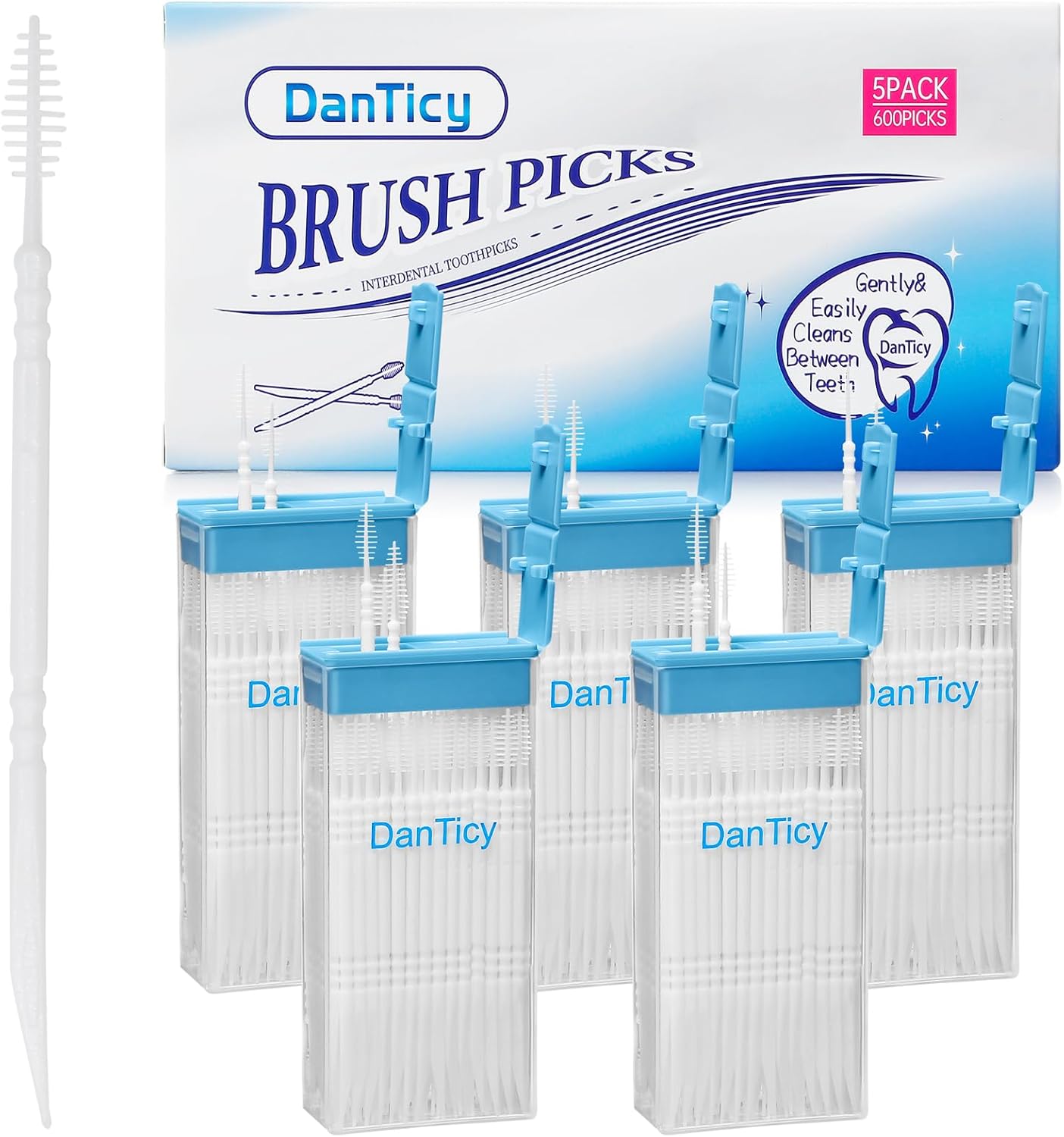 DanTicy Palillos de dientes interdentales, palillos de dientes dentales de cerdas suaves, palillos de dientes, ayuda a eliminar la placa y los