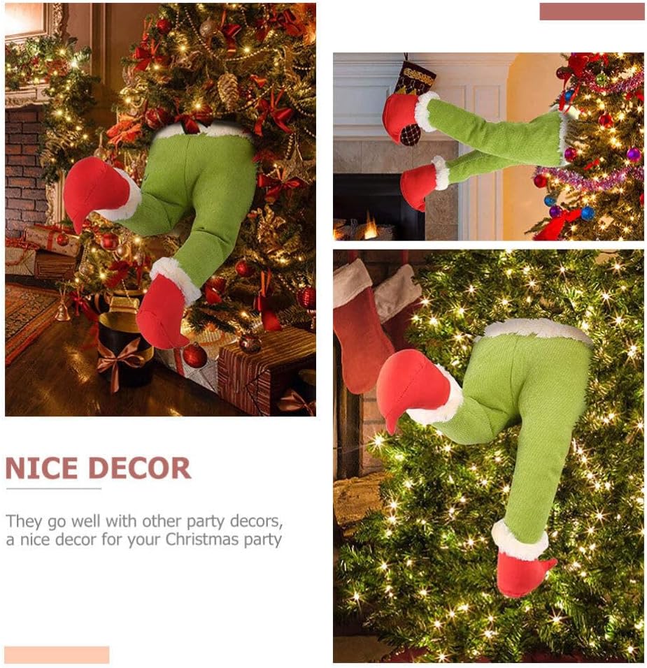 Decoraciones para árbol de cuerpo de elfo, decoración de árbol de Navidad, decoración de elfo con patas de peluche